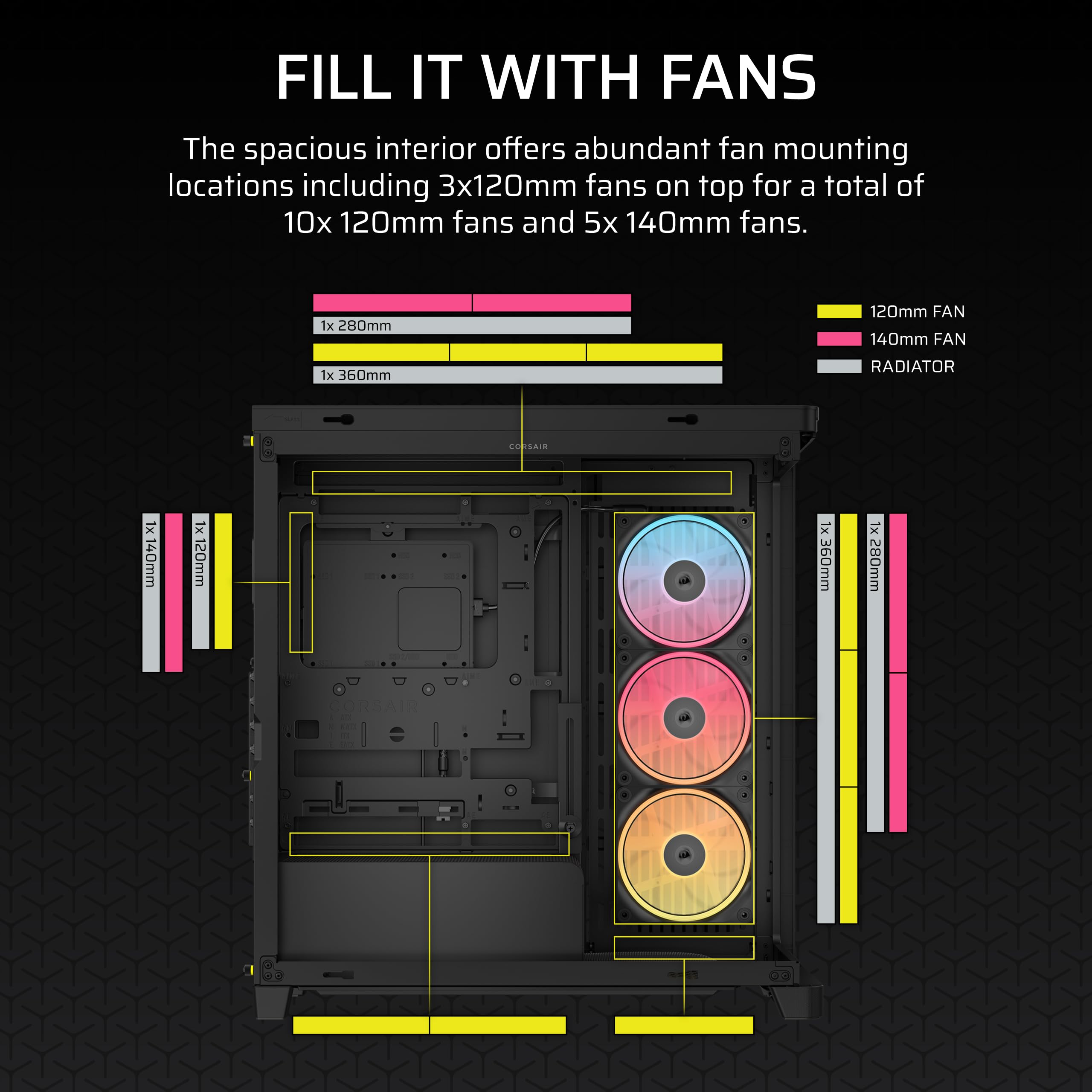corsair-frame-4500x-lx-rgb-link-panoramic-mid-tower-pc-case-3x-pre-installed-fan image 7