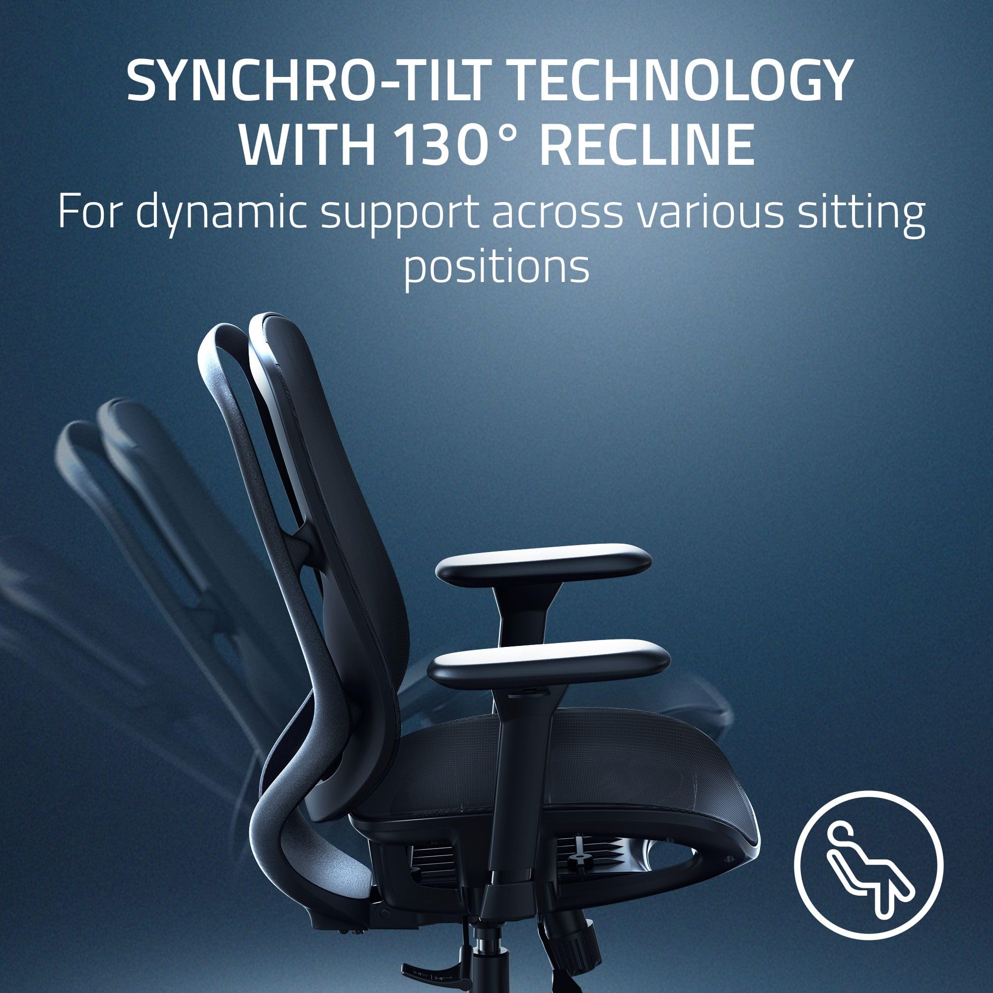 razer-fujin-mesh-ergonomic-gaming-chair-with-breathable-mesh-130-recline-adjusta image 4