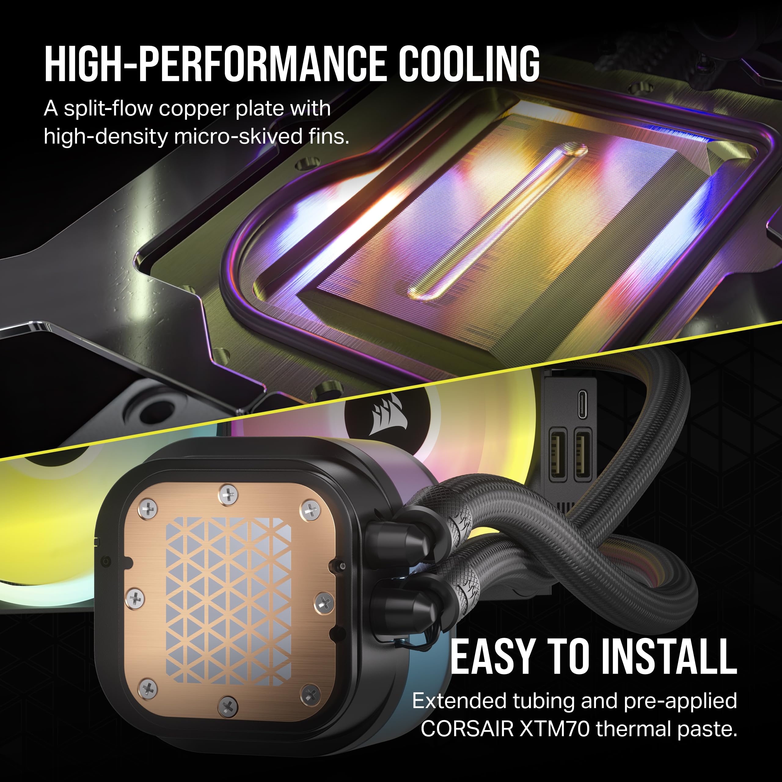 corsair-icue-link-h100i-lcd-liquid-cpu-cooler-240mm-aio-black image 6