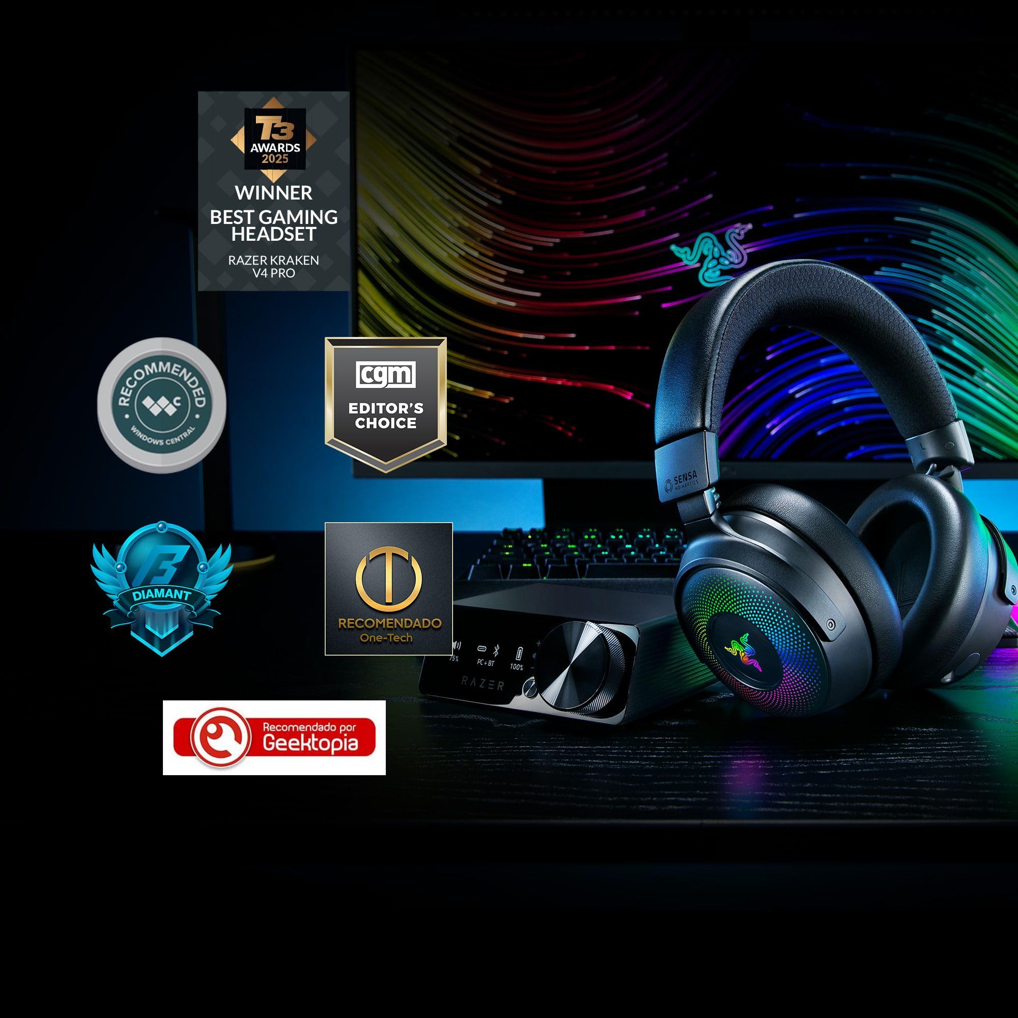 razer-kraken-v4-pro-wireless-gaming-headset-with-oled-control-hub-hd-haptics image 2