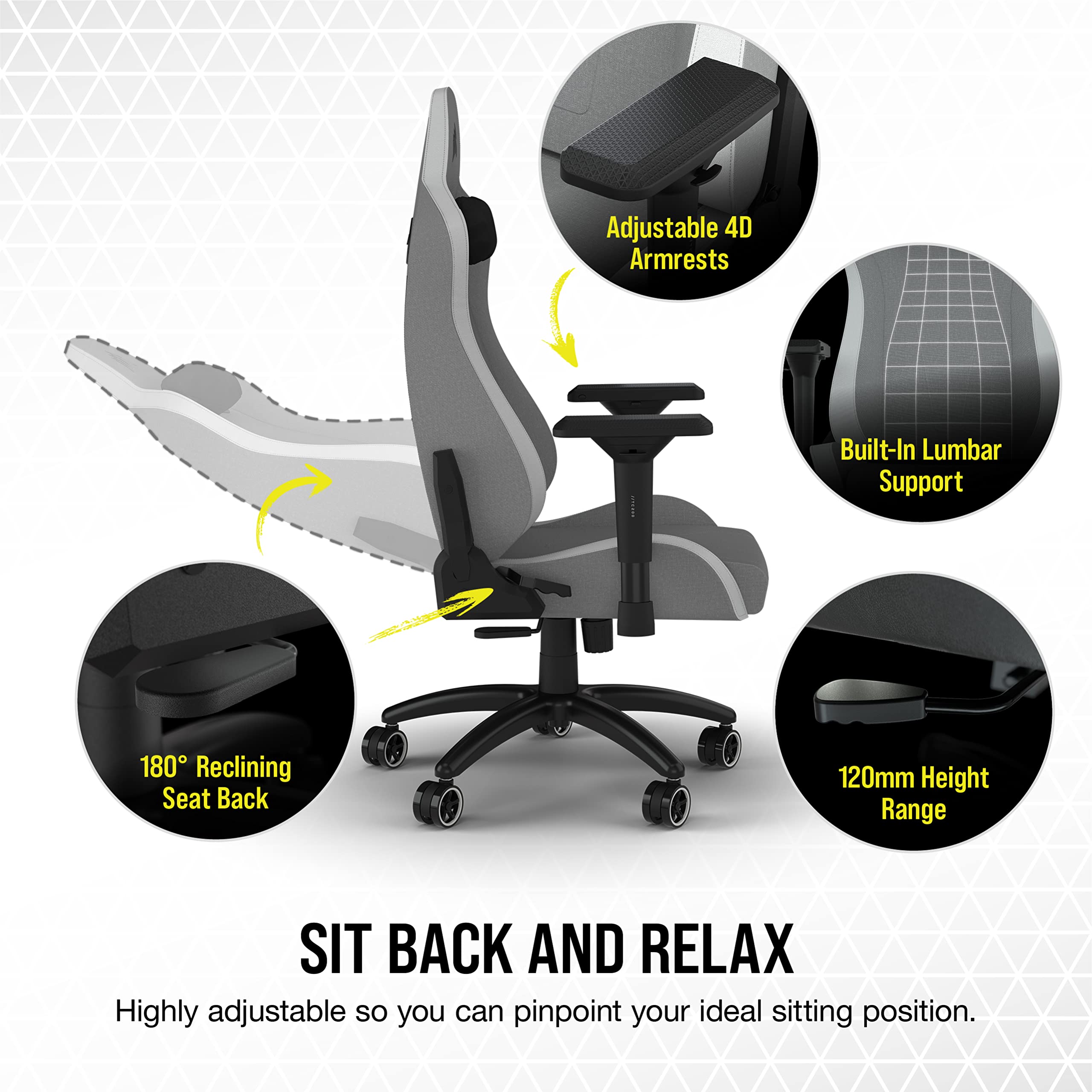 corsair-tc200-fabric-gaming-chair-standard-fit-light-gray-and-white image 6