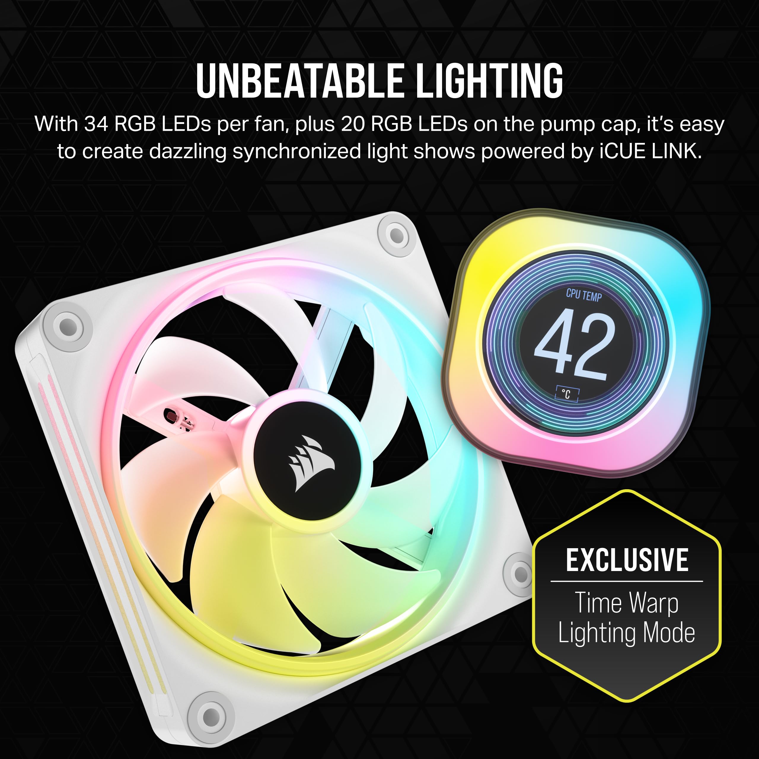 corsair-icue-link-h150i-lcd-liquid-cpu-cooler-360mm-aio-white image 5