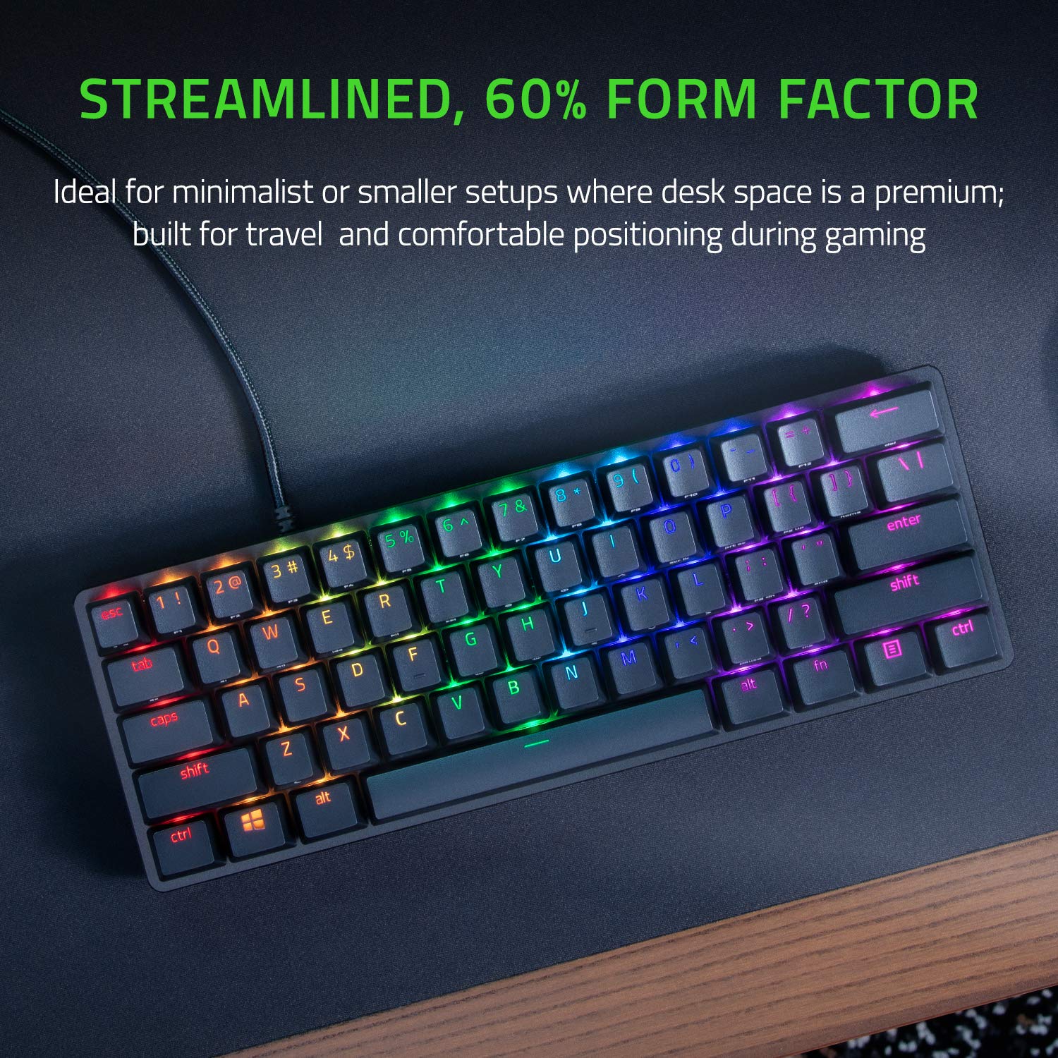razer-huntsman-mini-60-gaming-keyboard-pbt-keycap-coiled-cable-upgrade-set-quart image 2