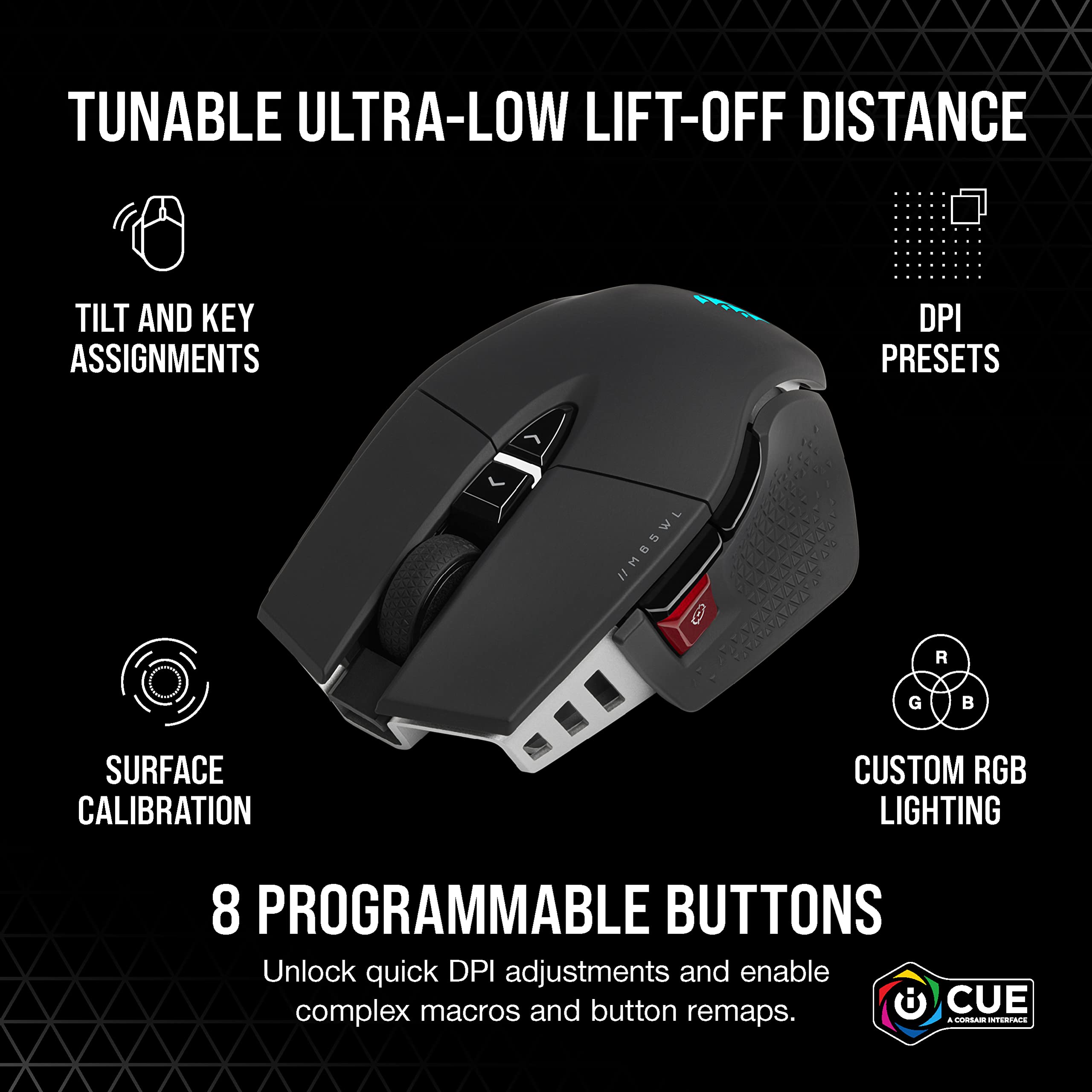 corsair-m65-rgb-ultra-wireless-tunable-fps-gaming-mouse-slipstream-26k-dpi-black image 7