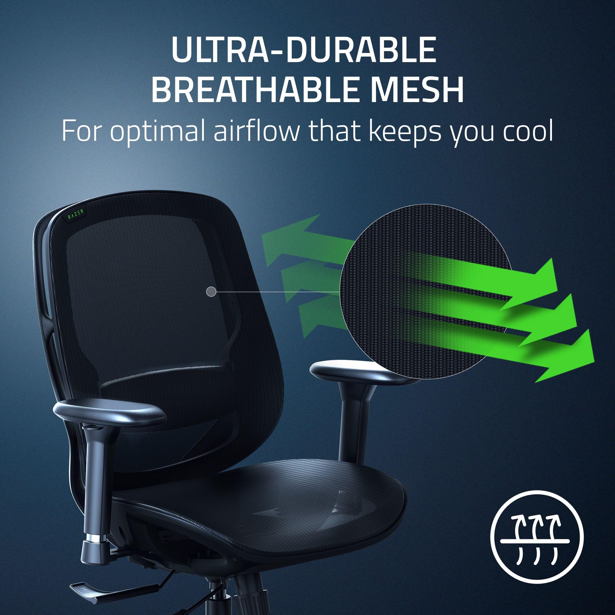 razer-fujin-mesh-ergonomic-gaming-chair-with-breathable-mesh-130-recline-adjusta image 3