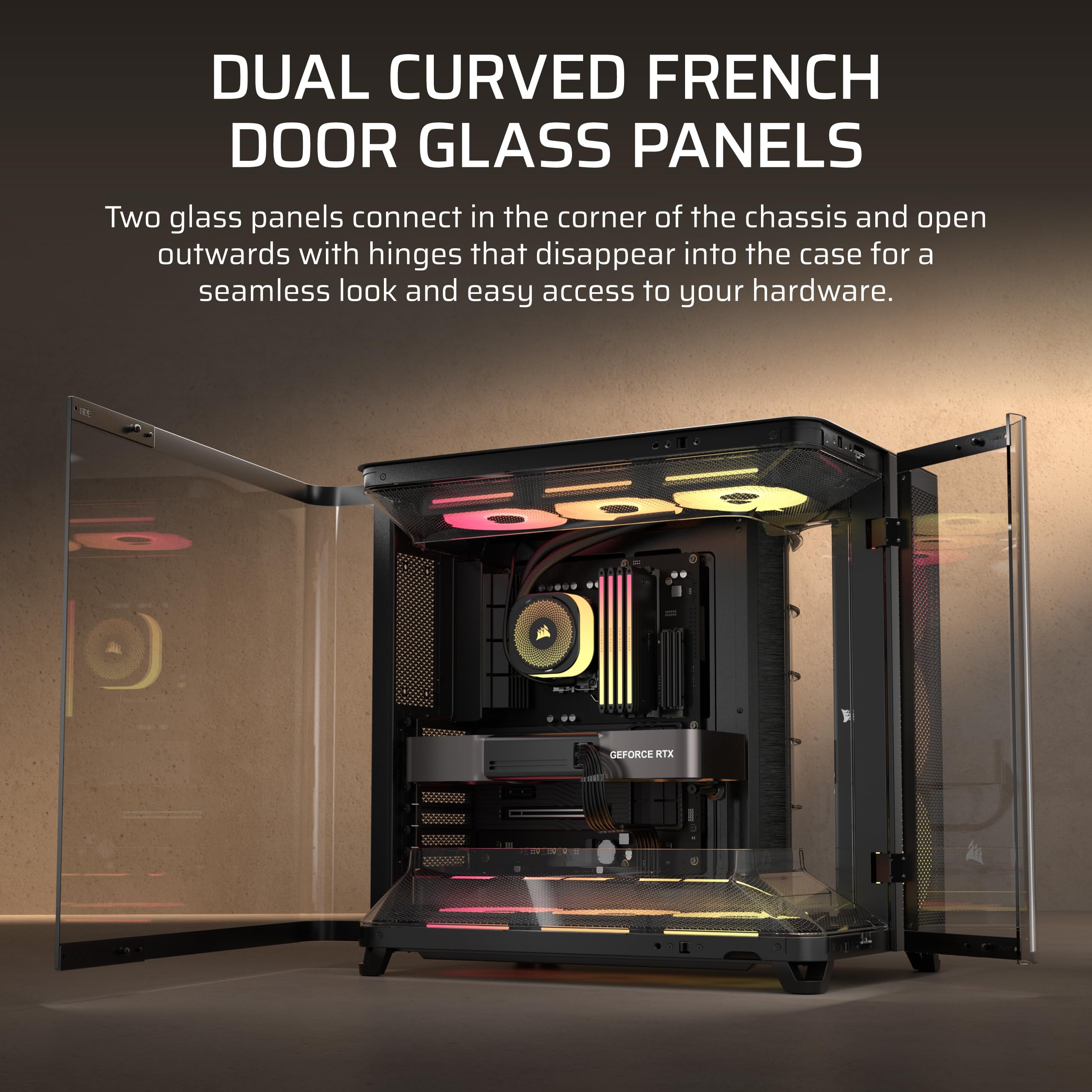 corsair-air-5400-lx-r-rgb-icue-link-triple-chamber-mid-tower-case-black image 7