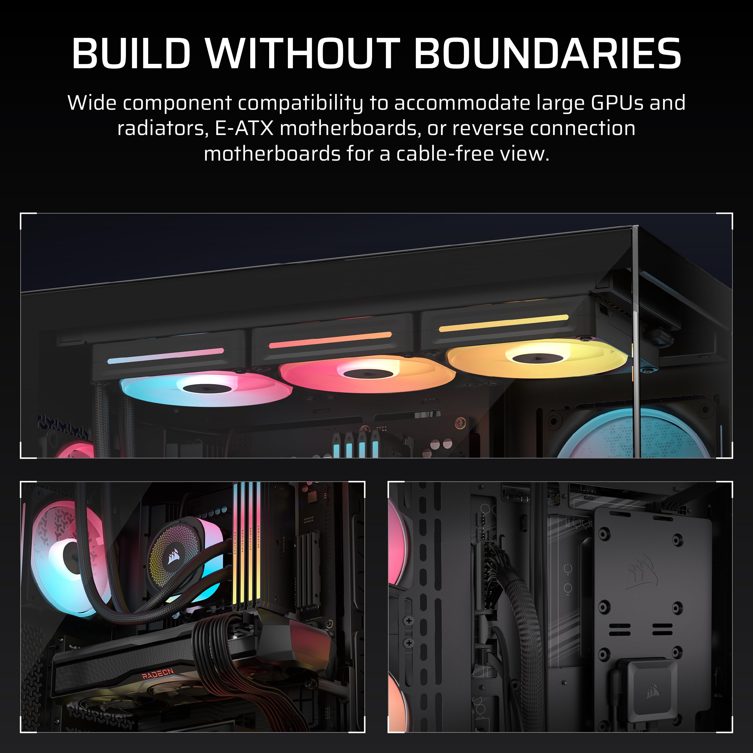 corsair-3500x-lx-rgb-link-panoramic-mid-tower-pc-case-black-3x-pre-installed-fan image 4