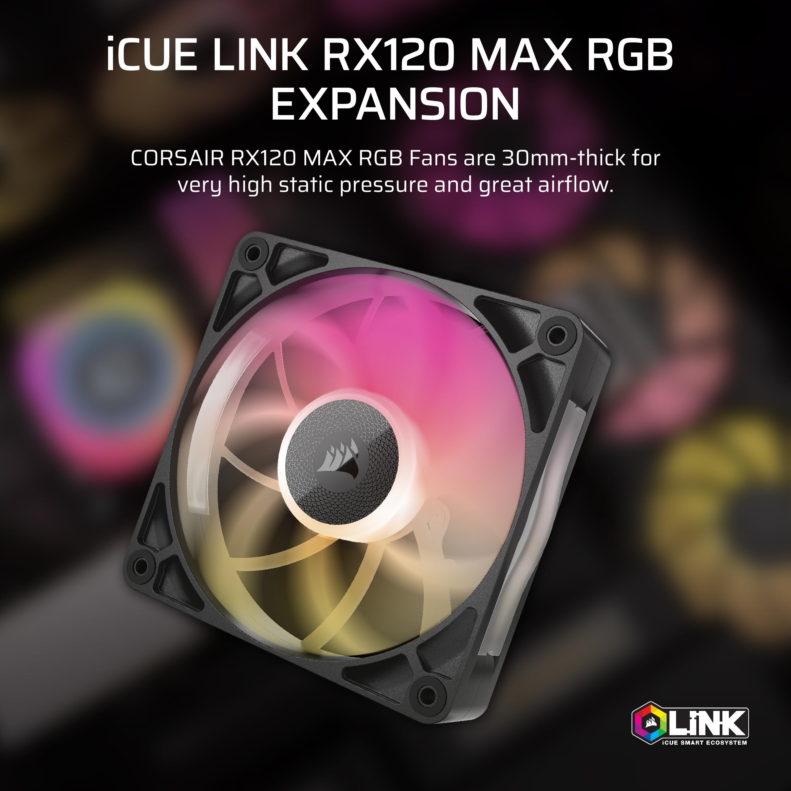 corsair-icue-link-rx120-max-rgb-120mm-pwm-thick-fan-high-static-pressure-magneti image 2