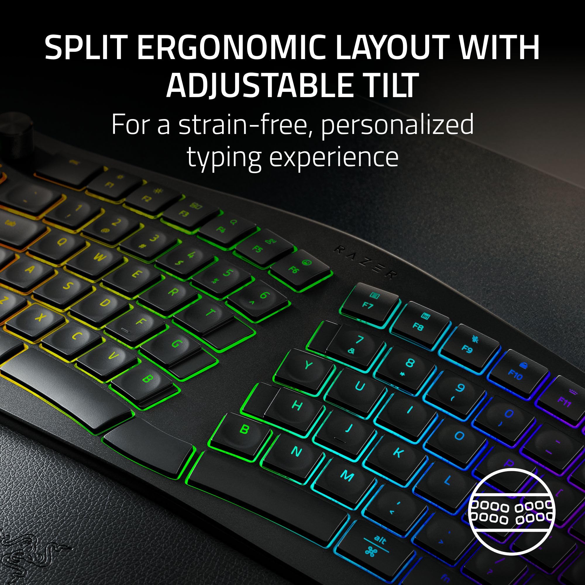 razer-pro-type-ergo-wireless-split-ergonomic-rgb-keyboard-adjustable-tilt-wrist- image 2