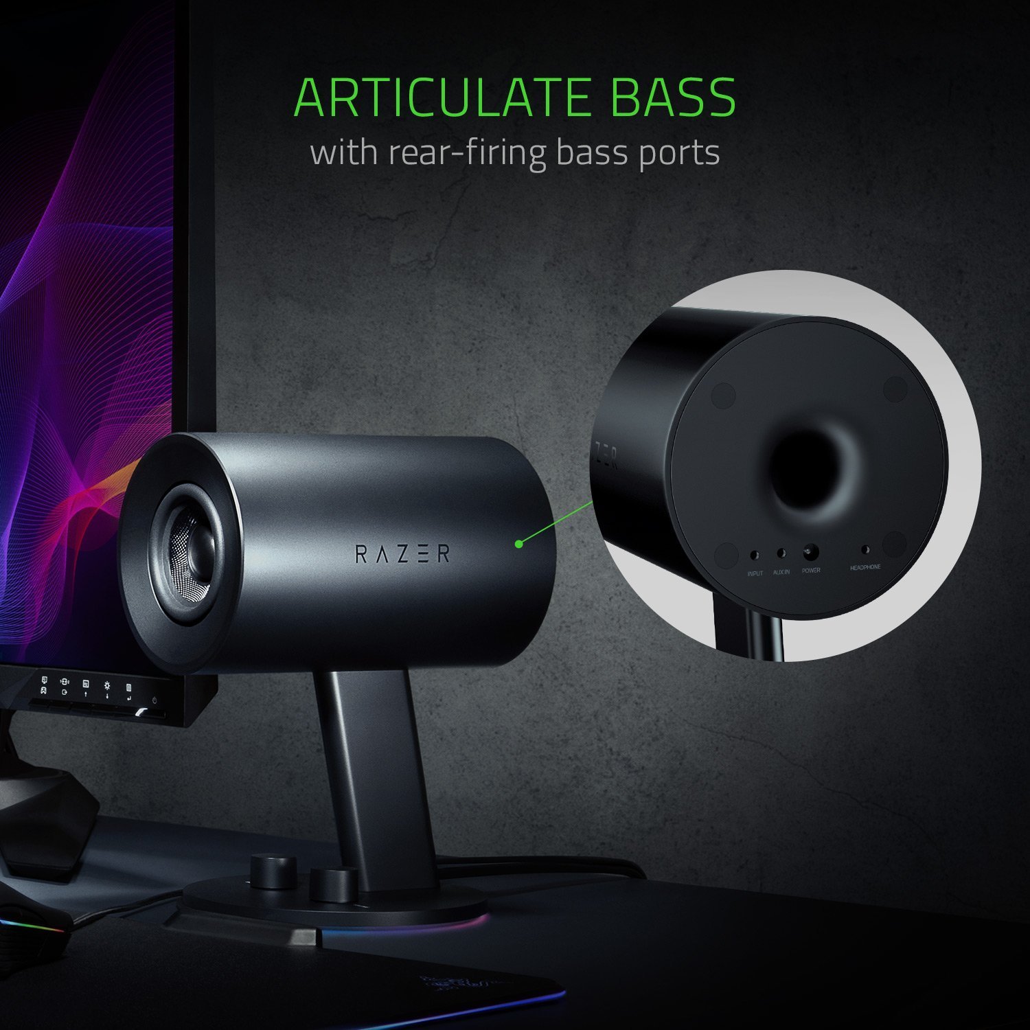 razer-nommo-chroma-2-0-pc-gaming-speakers-custom-woven-3-glass-fiber-drivers-rea image 4