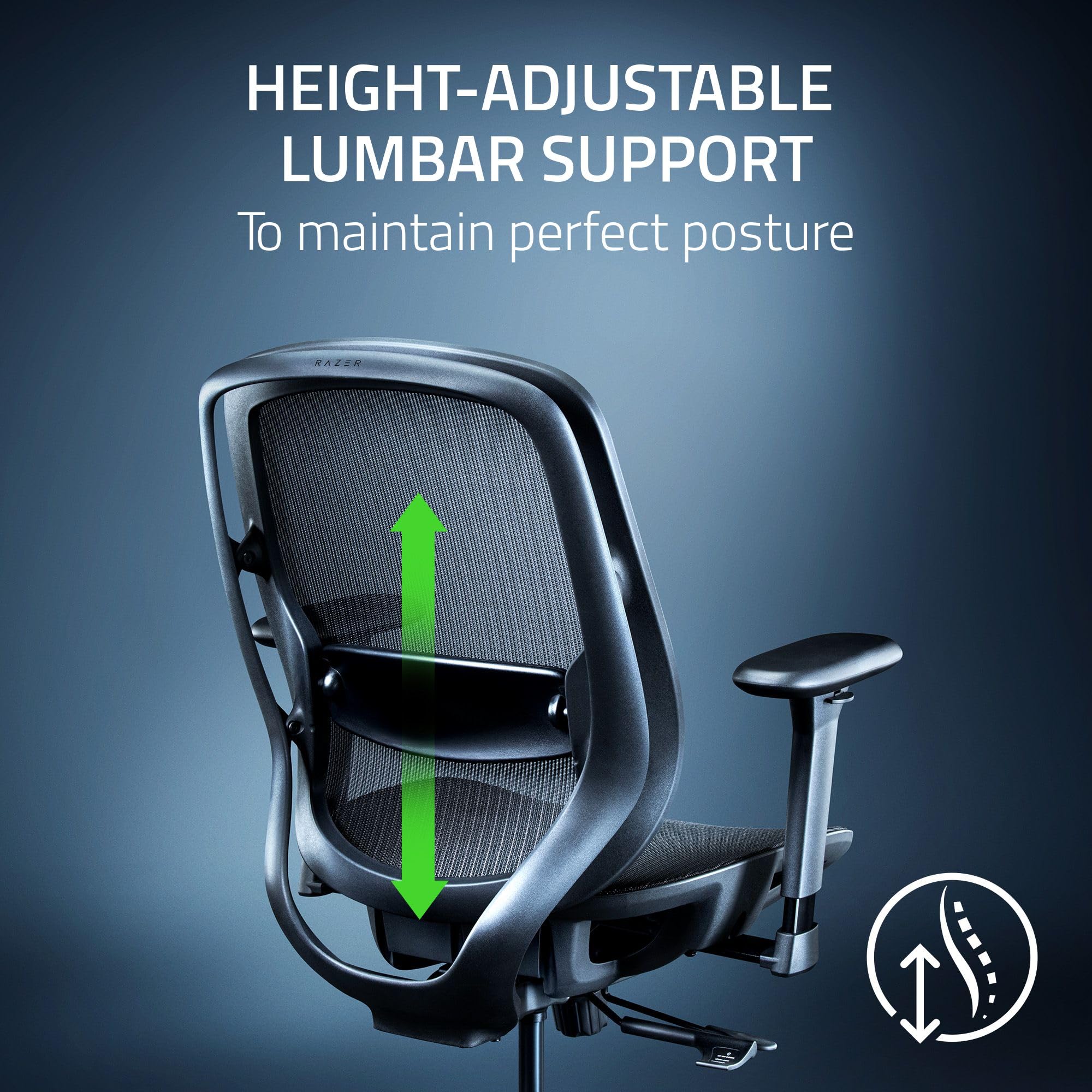razer-fujin-mesh-ergonomic-gaming-chair-with-breathable-mesh-130-recline-adjusta image 5