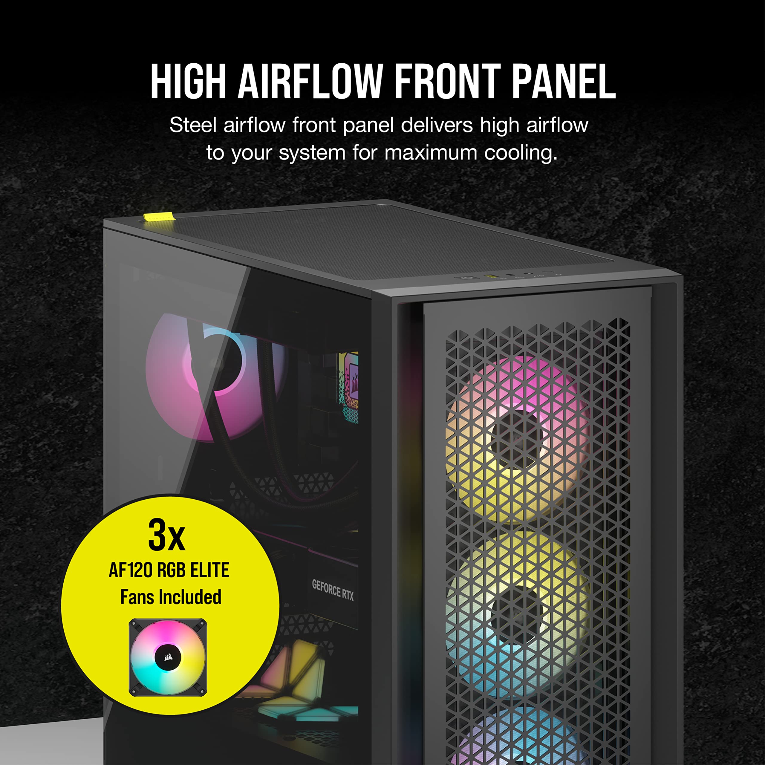 corsair-icue-4000d-rgb-airflow-mid-tower-atx-pc-case-black-3x-af120-rgb-elite-fa image 4
