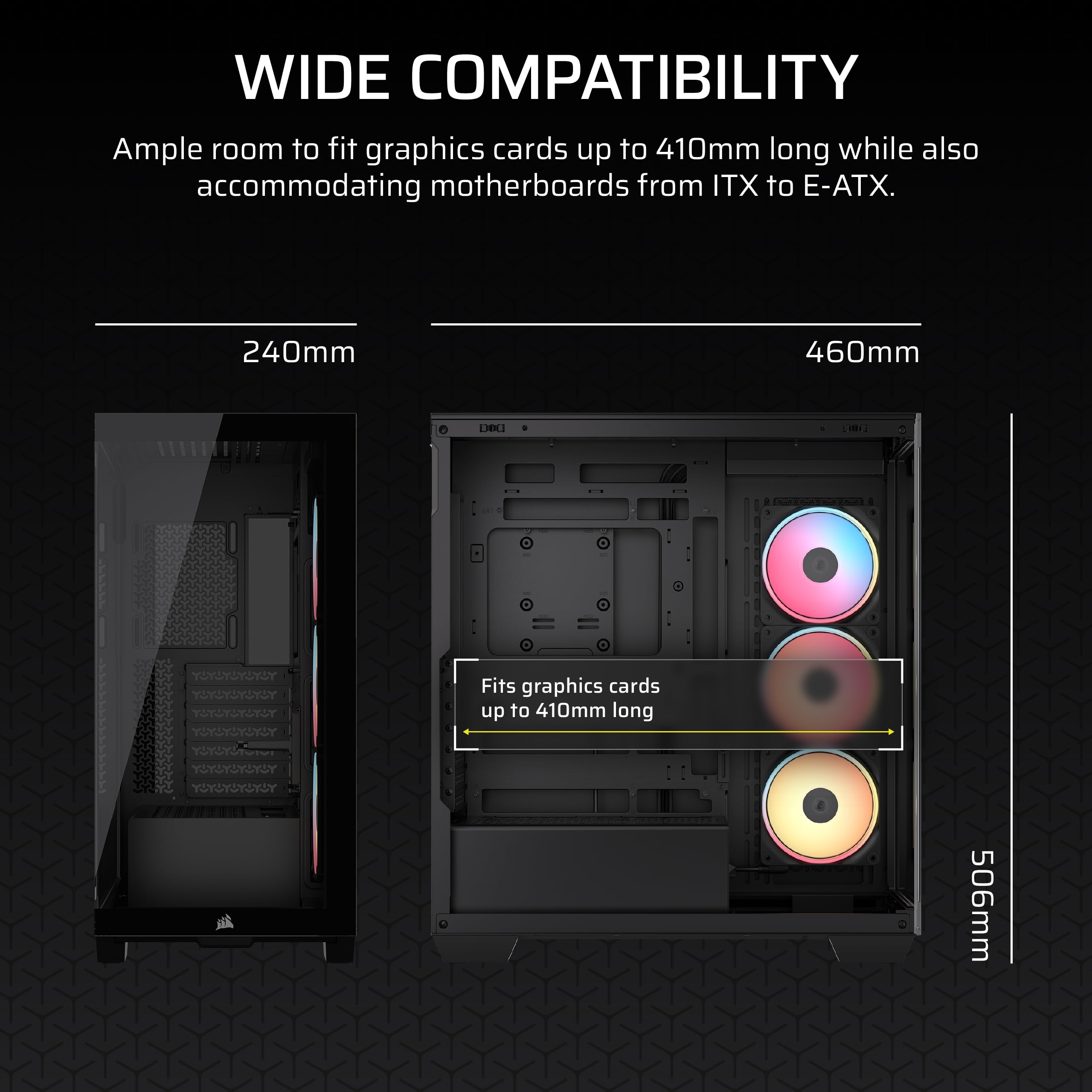 corsair-3500x-lx-rgb-link-panoramic-mid-tower-pc-case-black-3x-pre-installed-fan image 7