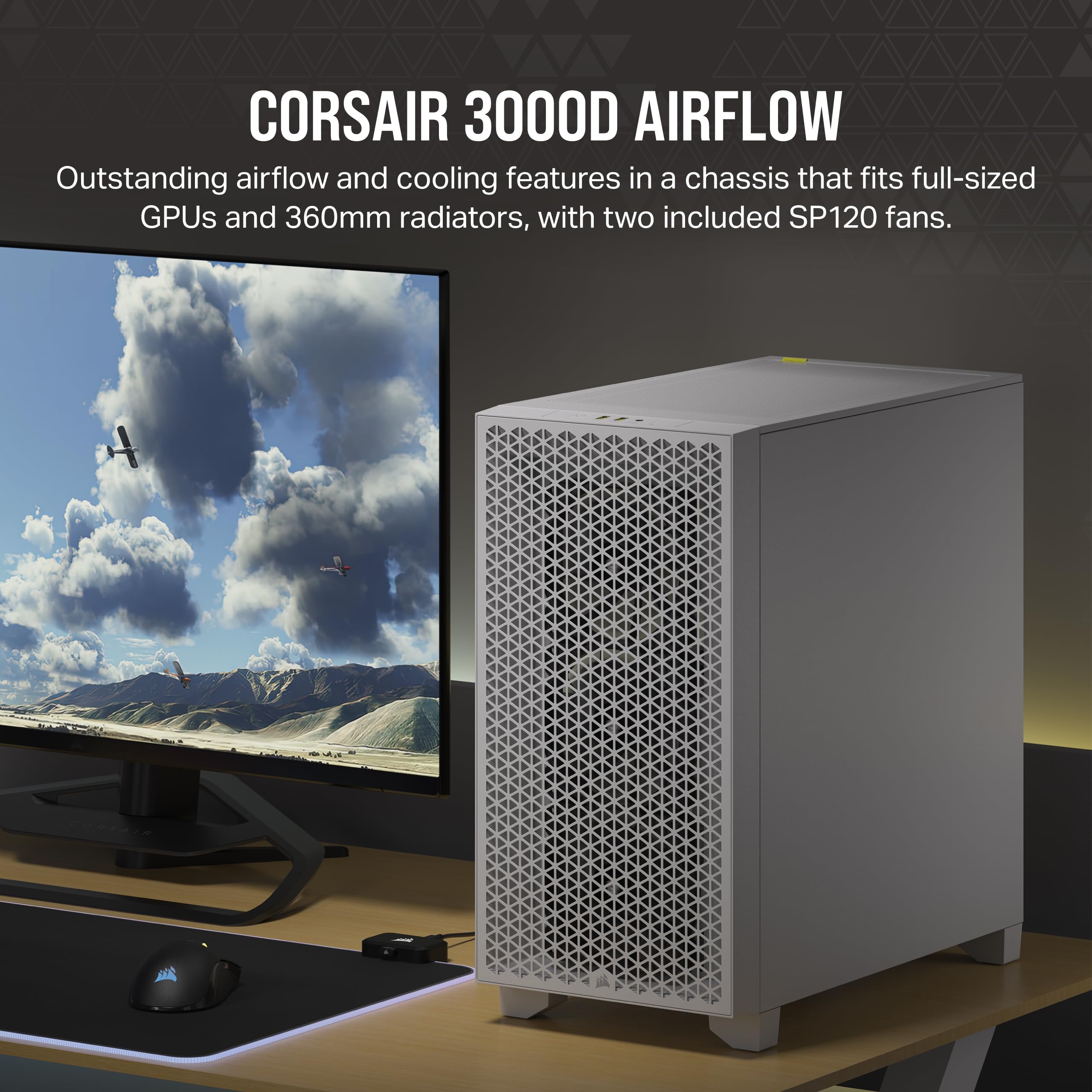 corsair-3000d-airflow-mid-tower-atx-pc-case-white-high-airflow-steel-front-tempe image 2