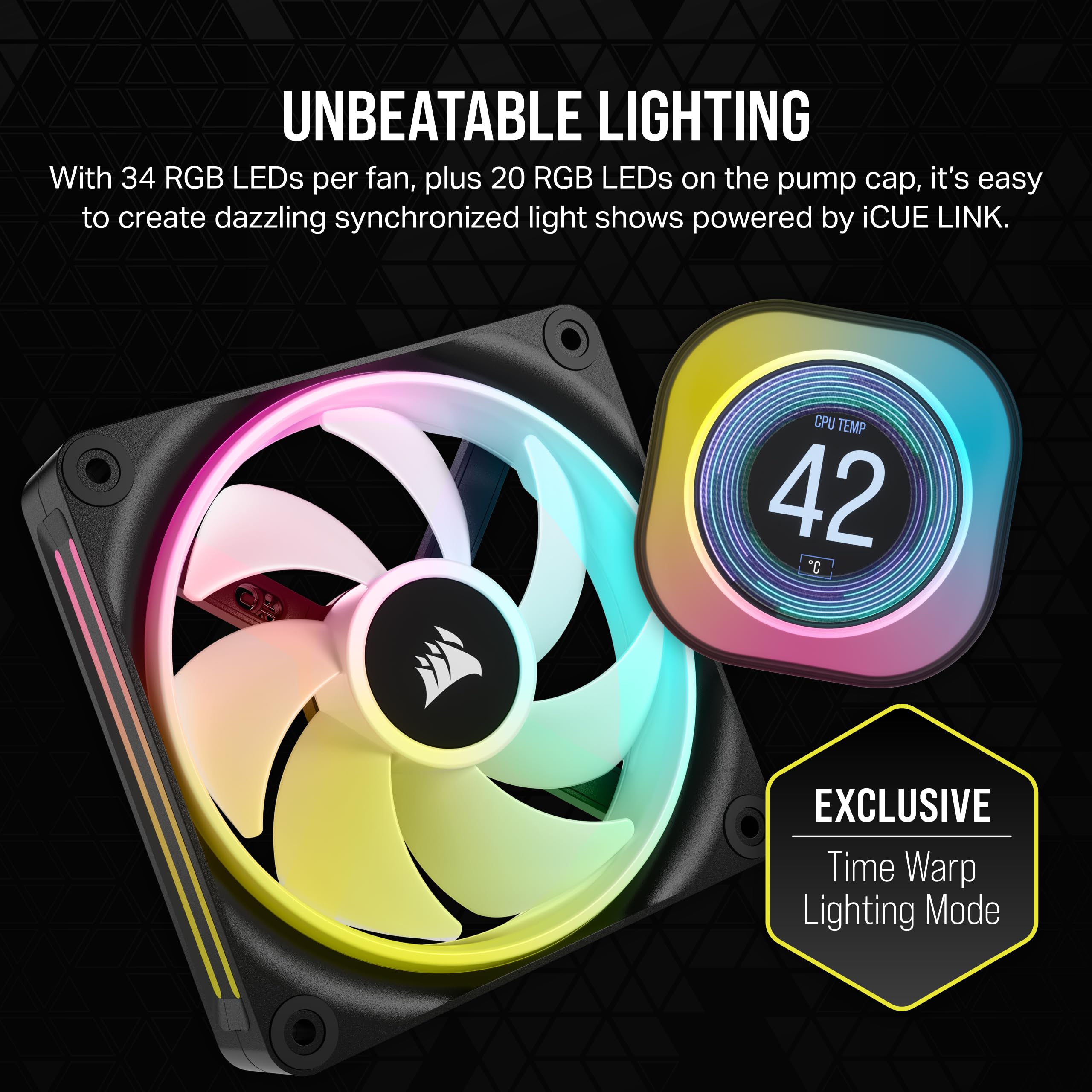 corsair-icue-link-h100i-lcd-liquid-cpu-cooler-240mm-aio-black image 5