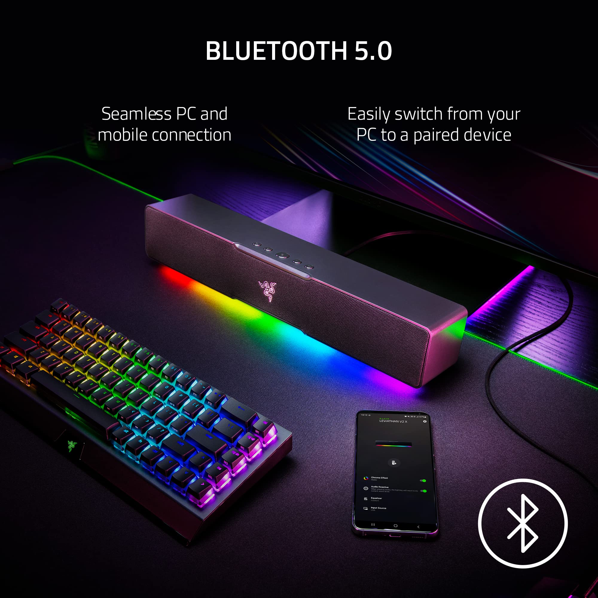 razer-leviathan-v2-x-pc-soundbar-compact-full-range-drivers-bluetooth-5-0-usb-c- image 5
