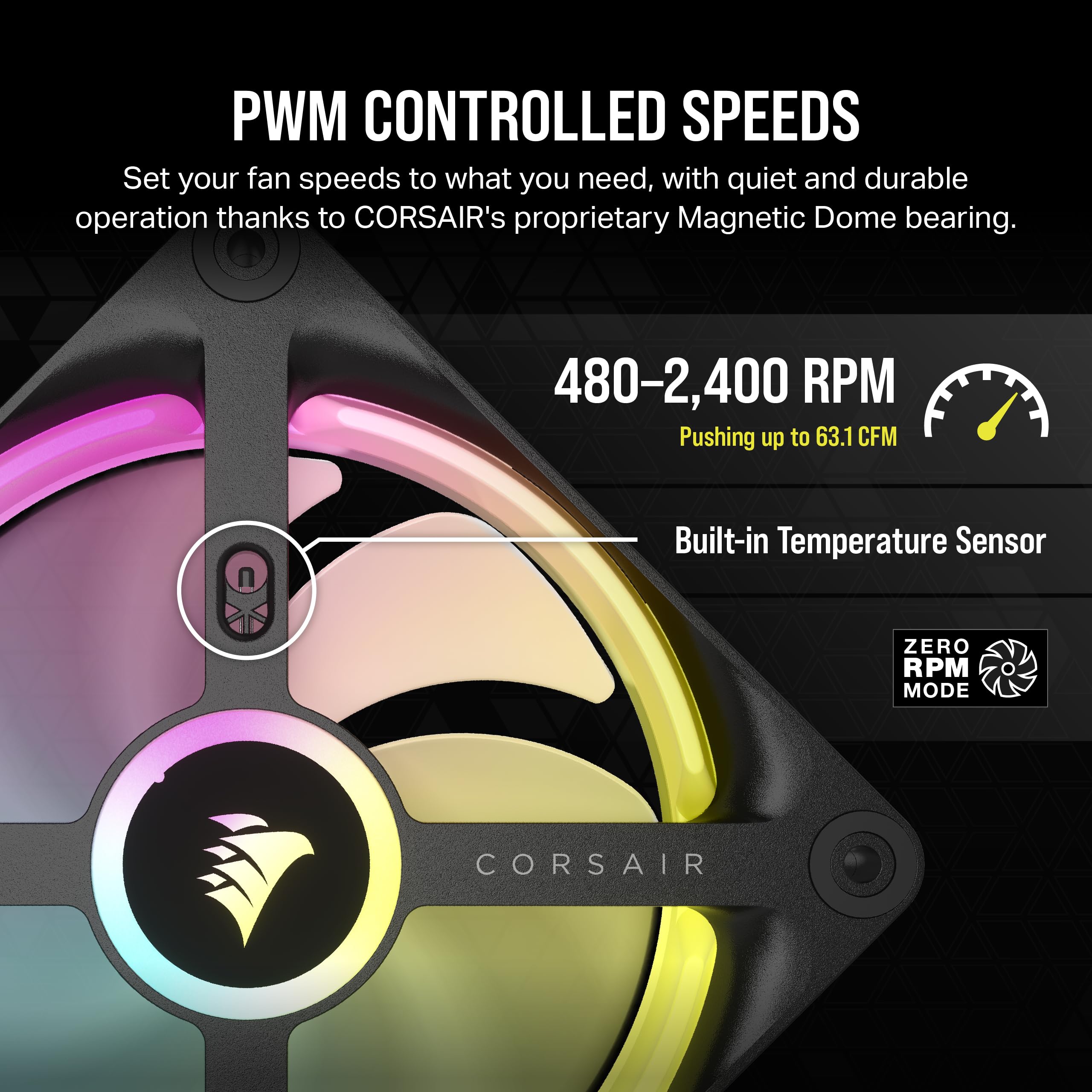 corsair-icue-link-qx120-rgb-120mm-pwm-fan-magnetic-dome-bearing-single-fan-black image 6