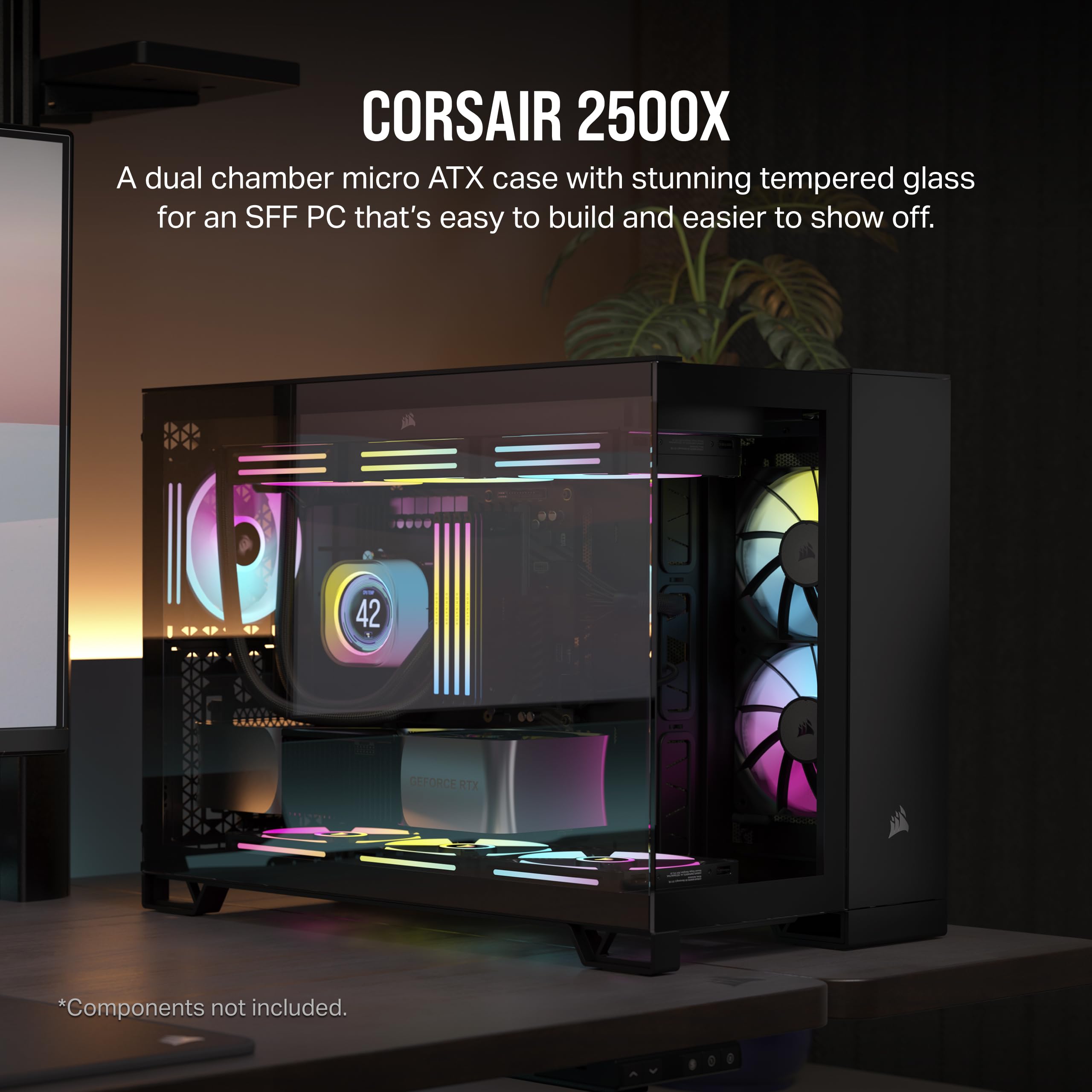 corsair-2500x-tempered-glass-matx-pc-case-black-dual-chamber-reverse-connection- image 2
