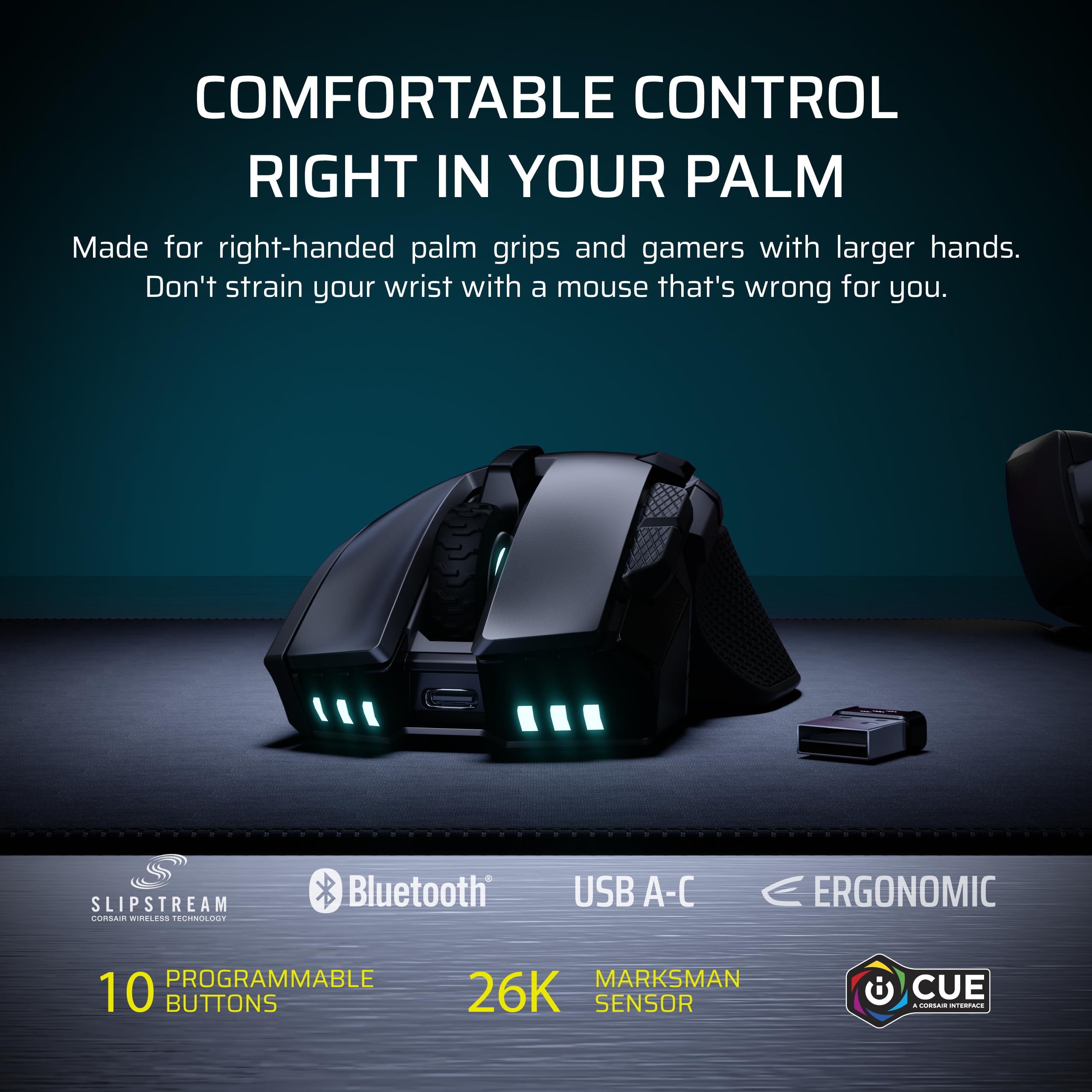 corsair-ironclaw-wireless-se-gaming-mouse-26-000-dpi-ergonomic-for-larger-hands- image 2