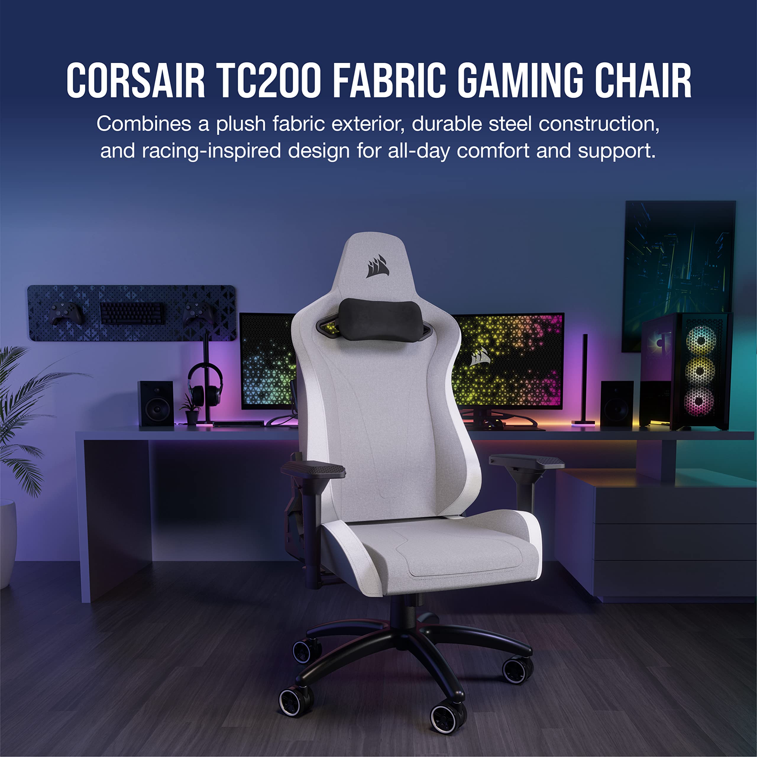 corsair-tc200-fabric-gaming-chair-standard-fit-light-gray-and-white image 3