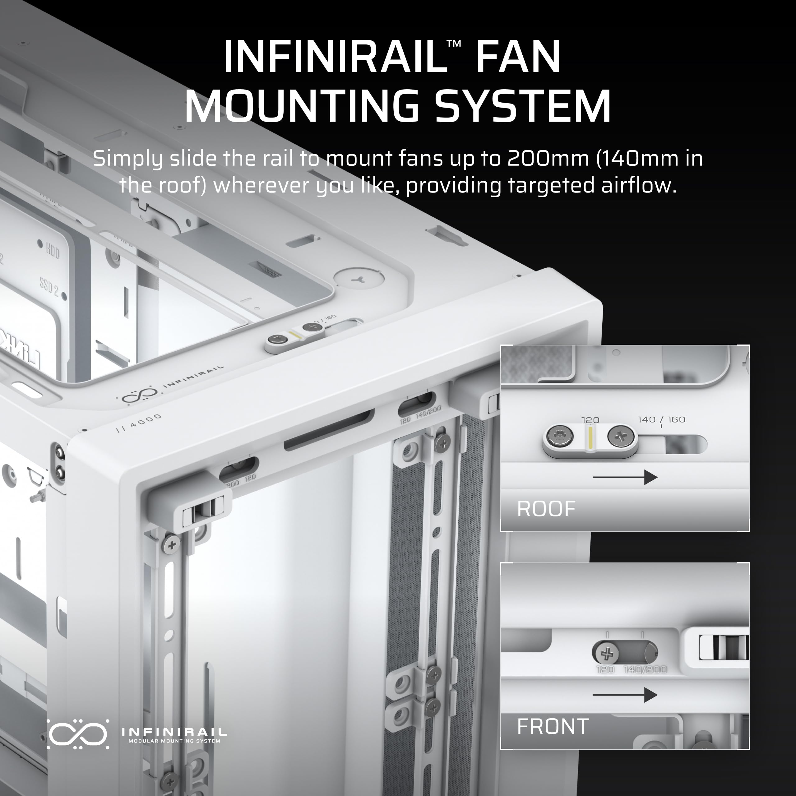corsair-4000d-frame-modular-mid-tower-pc-case-white-high-airflow-infinirail-moun image 6