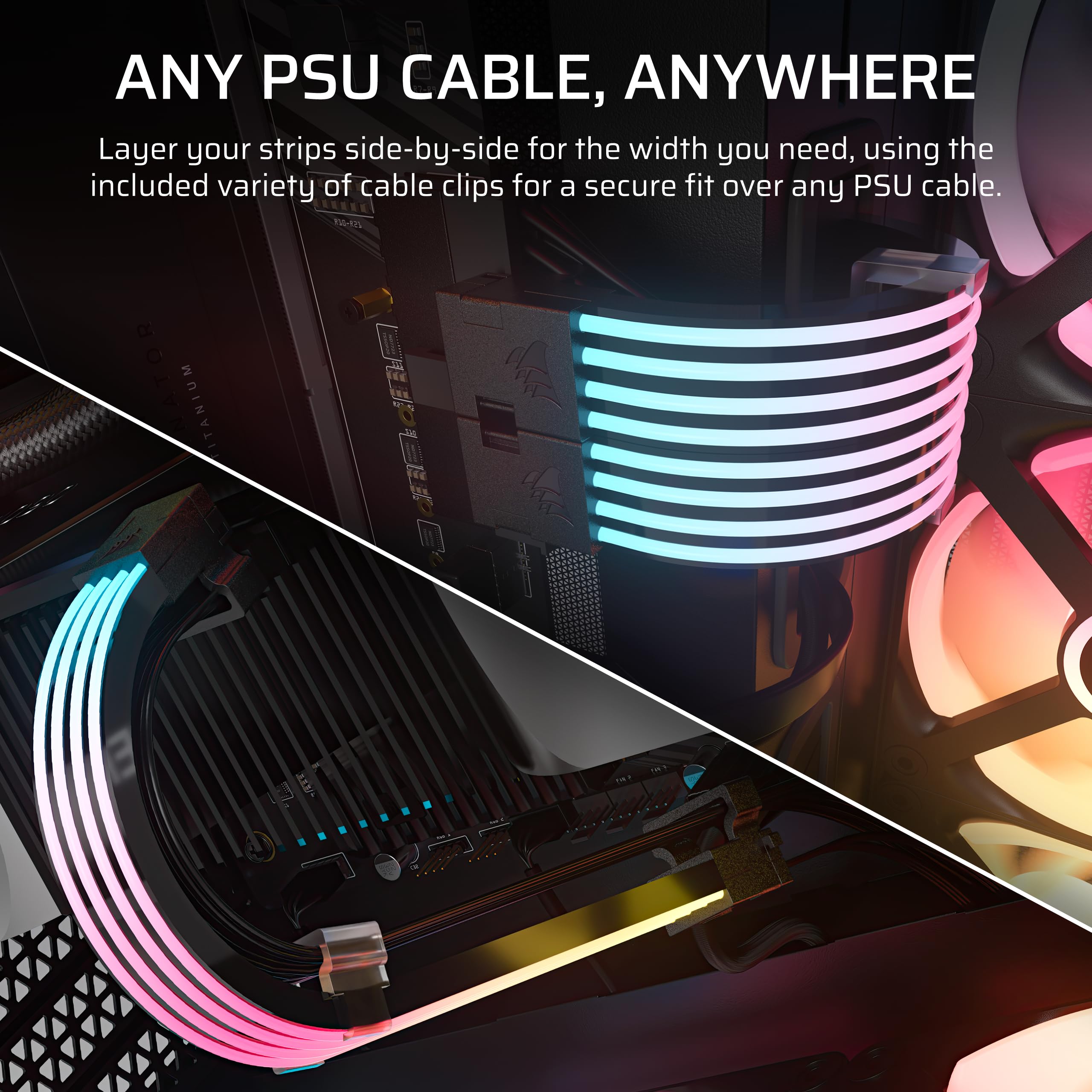 corsair-icue-argb-psu-cable-strips-2x-200mm-100-rgb-leds-per-strip-5v-argb-heade image 4