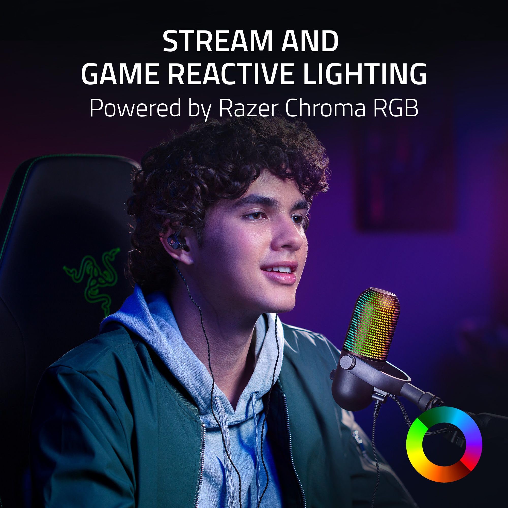 razer-seiren-v3-chroma-rgb-usb-microphone-stream-game-reactive-lighting-tap-to-m image 2
