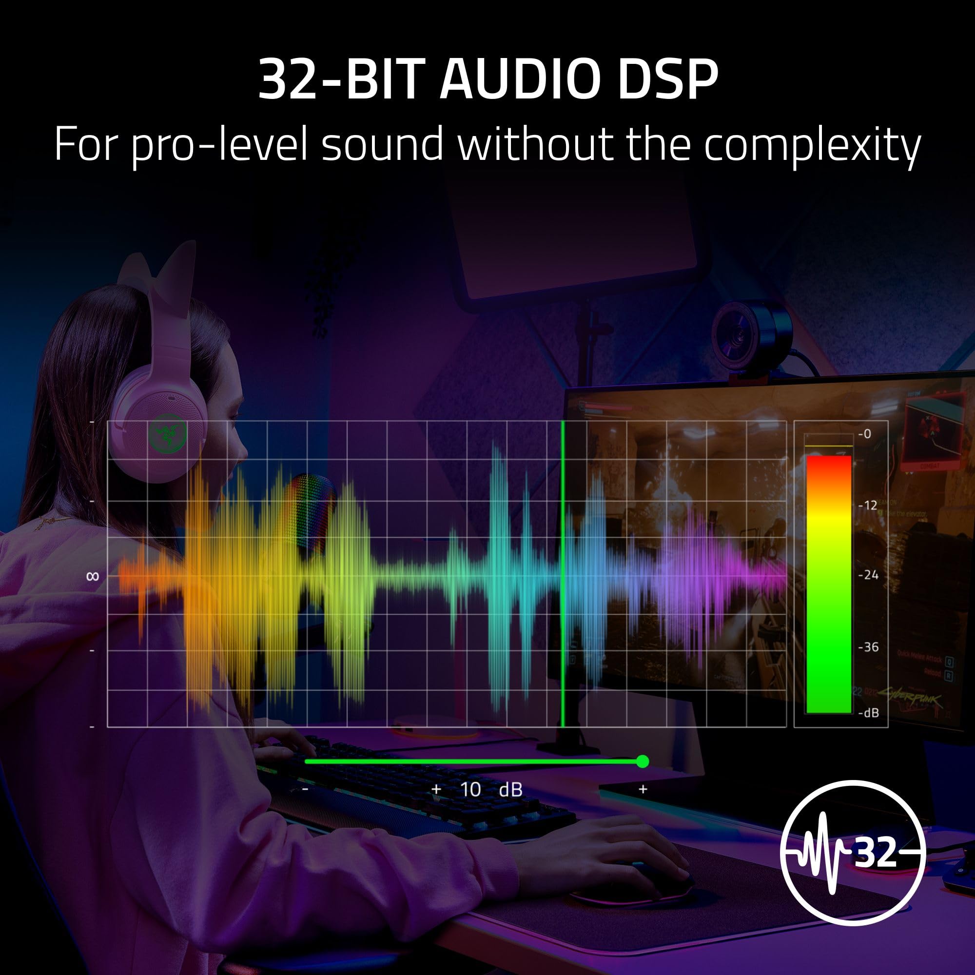 razer-seiren-v3-chroma-32-bit-dsp-usb-c-microphone-for-pc-white-ai-audio-process image 2