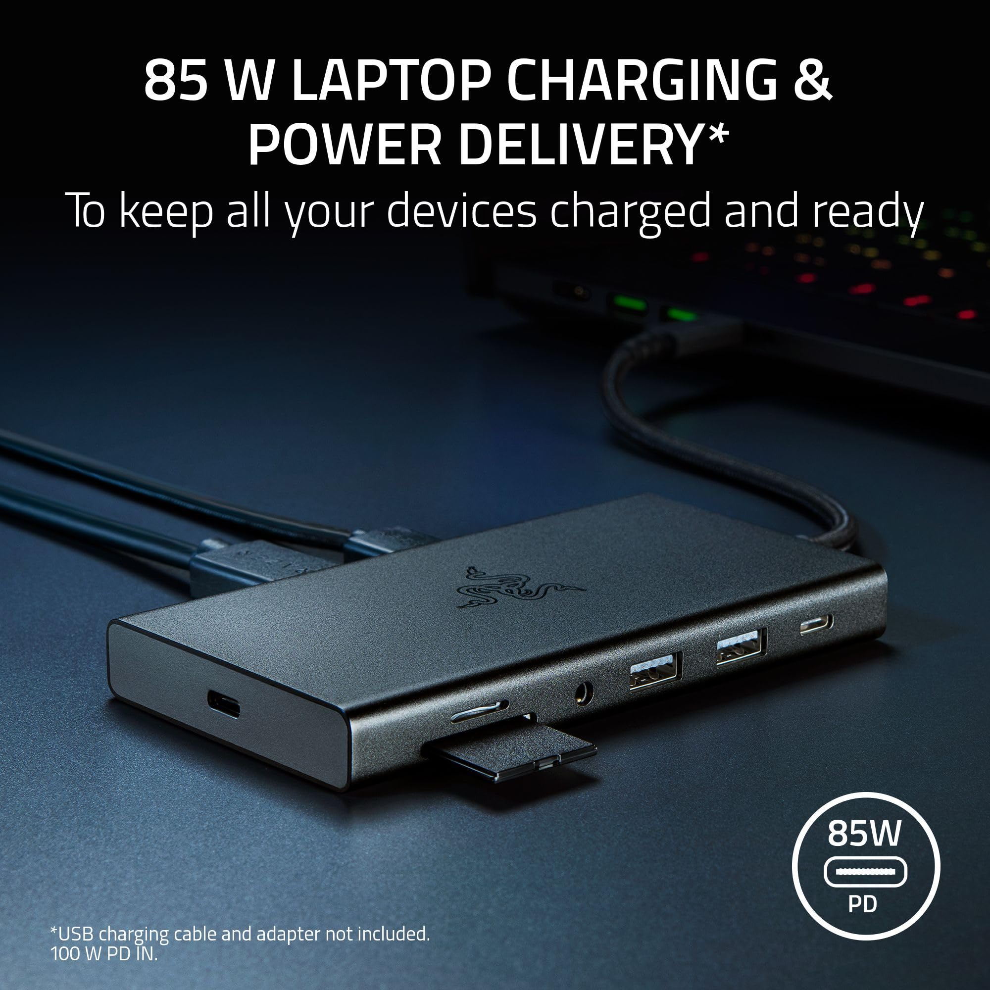 razer-usb-c-dock-11-port-4k-60hz-hdmi-gigabit-ethernet-85w-pd-aluminum-mercury image 6