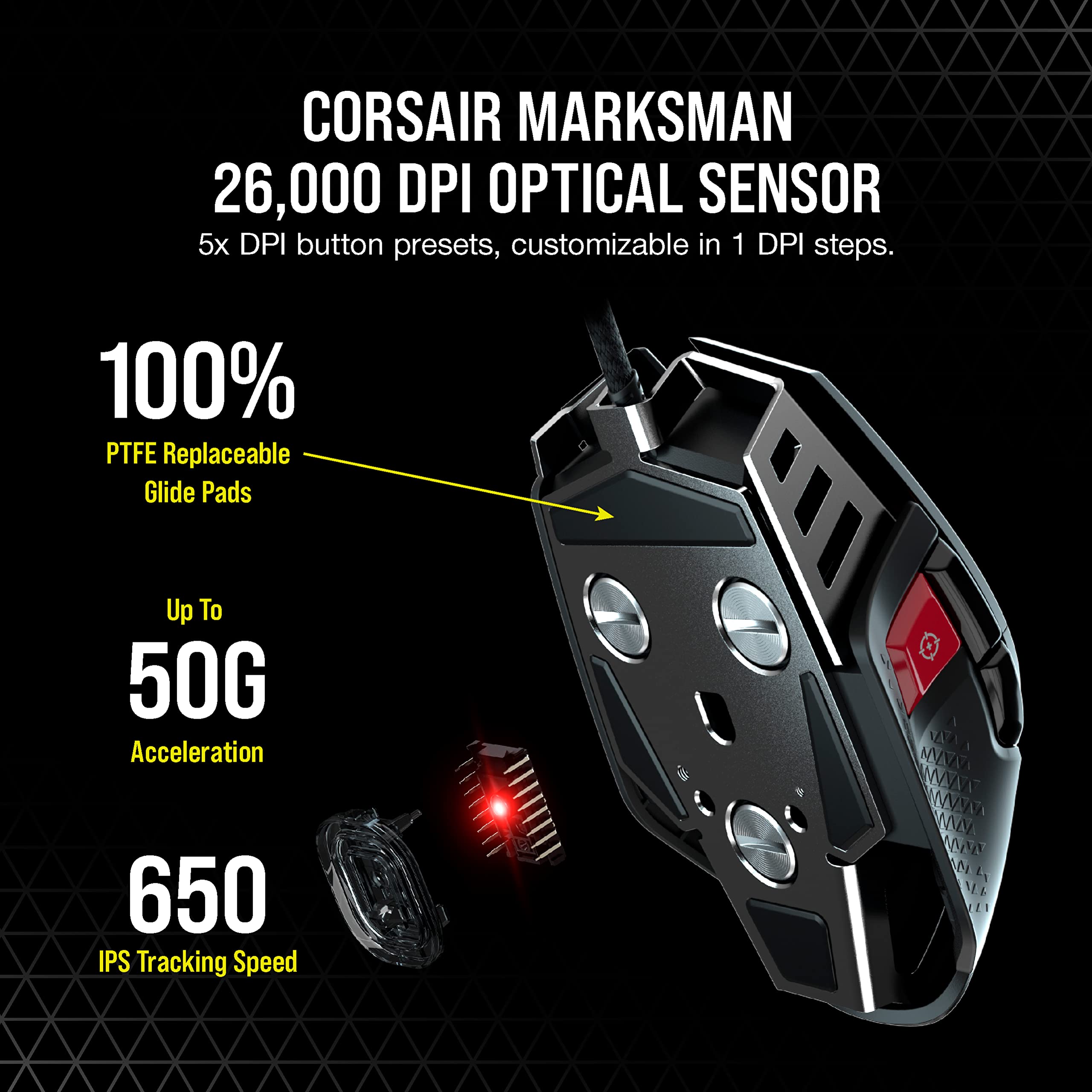 corsair-m65-rgb-ultra-tunable-fps-gaming-mouse-26k-dpi-black image 4