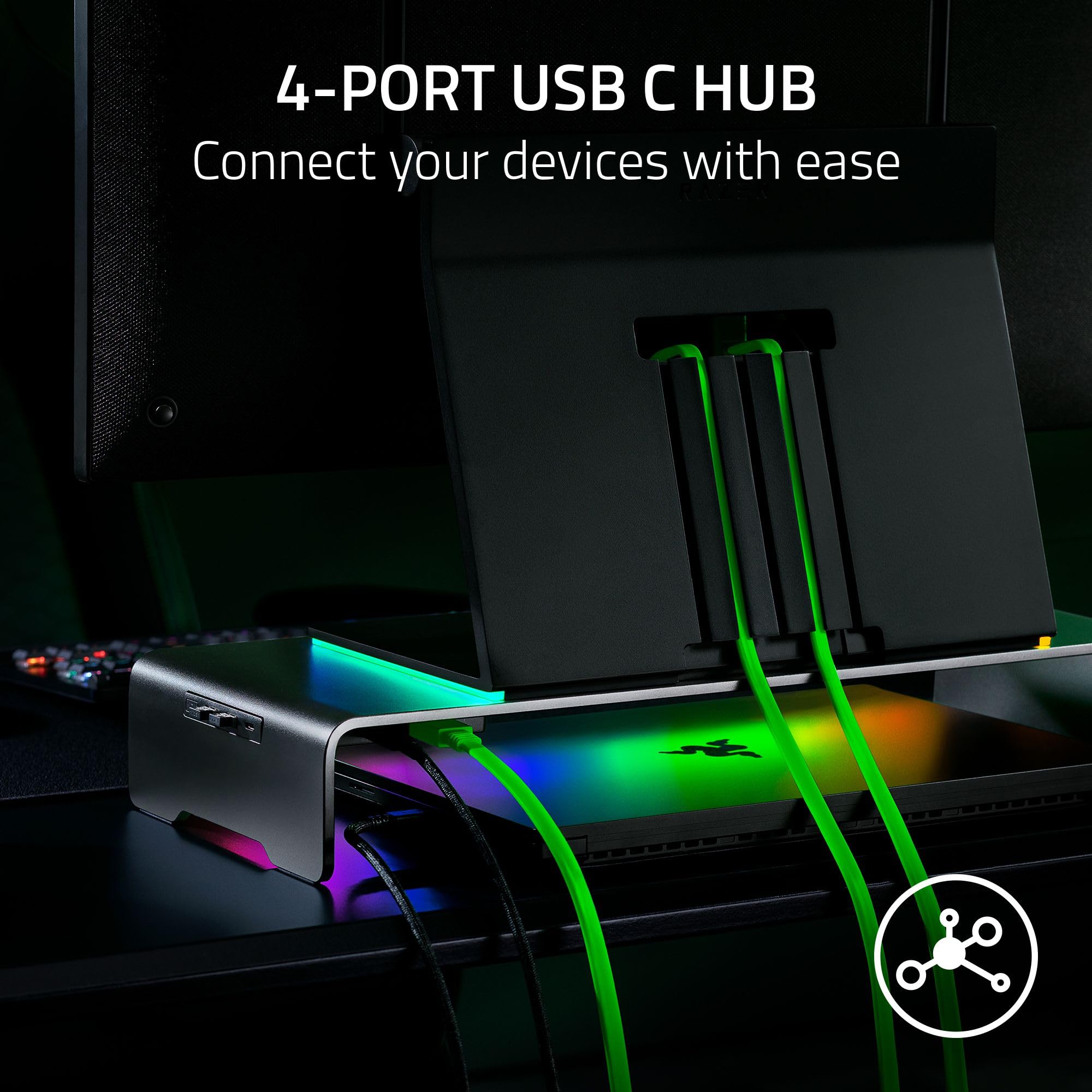 razer-monitor-stand-chroma-with-4-port-usb-c-hub-rgb-ergonomic-height-aluminum-b image 2