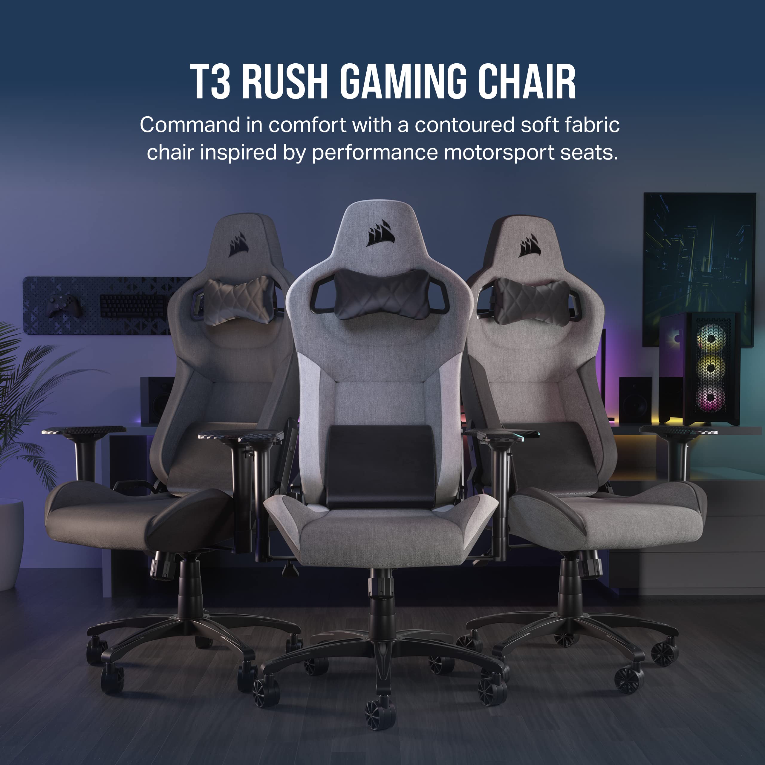 corsair-t3-rush-fabric-gaming-chair-2023-gray-charcoal image 2