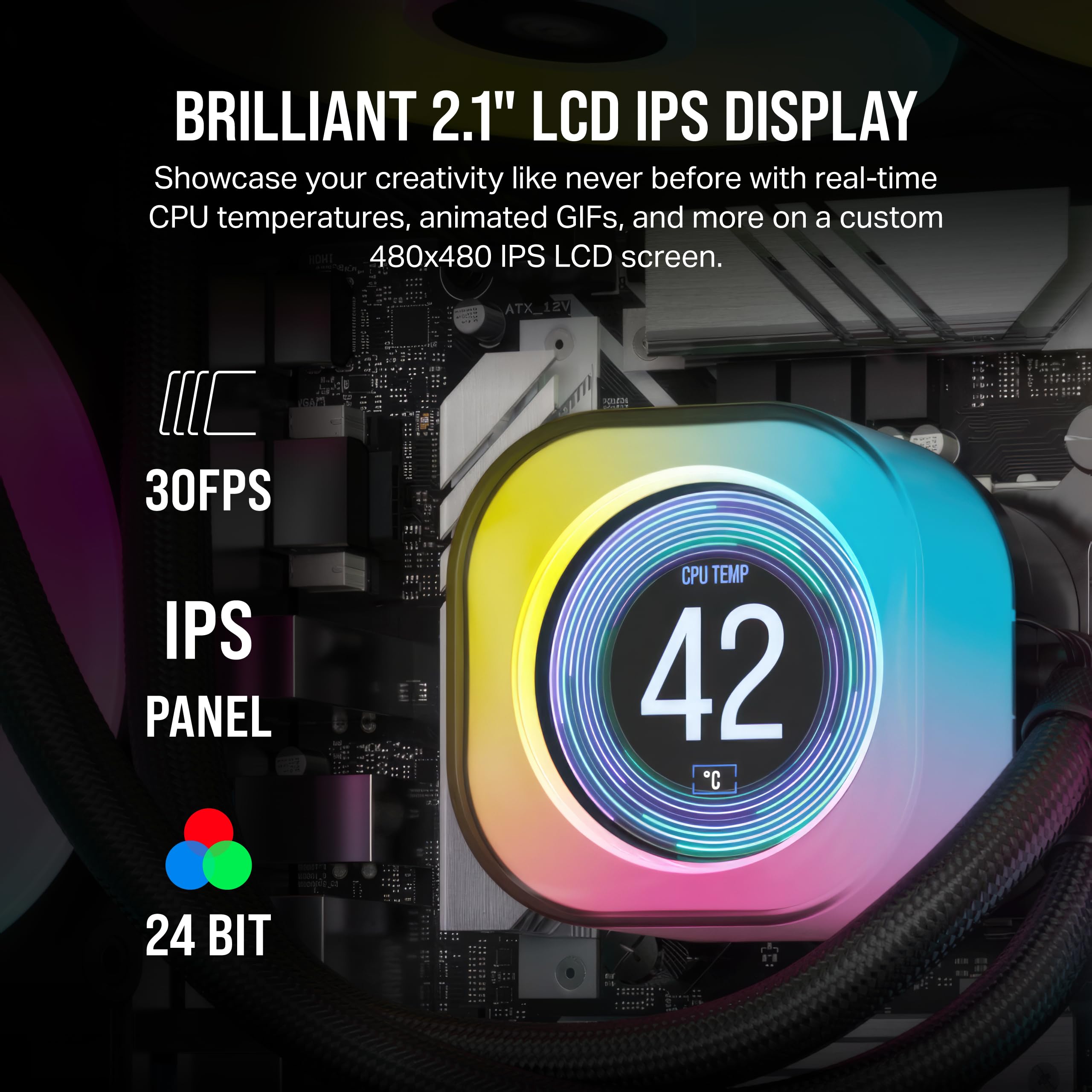 corsair-icue-link-h100i-lcd-liquid-cpu-cooler-240mm-aio-black image 4