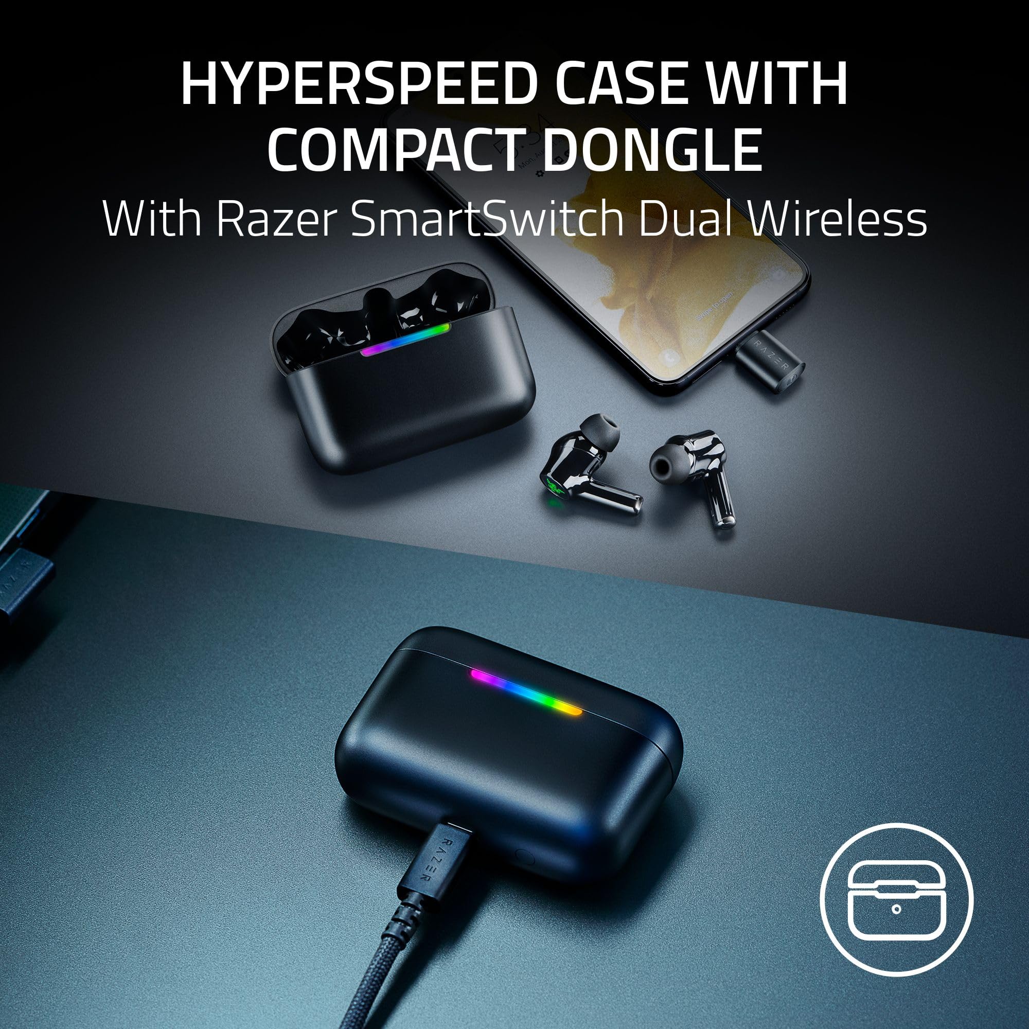 razer-hammerhead-v3-hyperspeed-wireless-anc-gaming-earbuds-2-4ghz-bluetooth-40hr image 4
