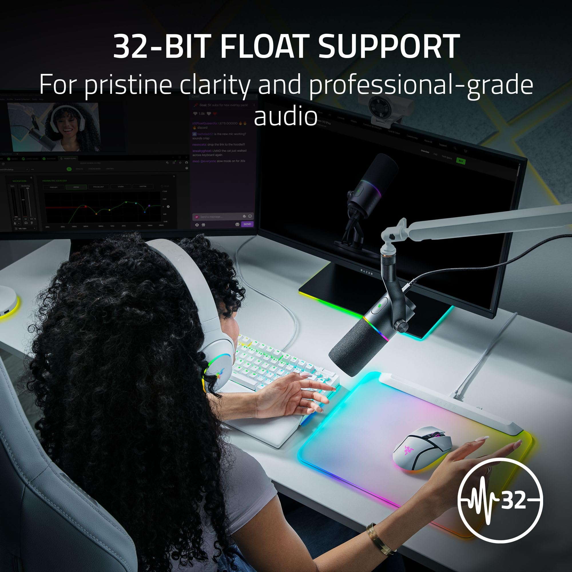 razer-seiren-v3-pro-dynamic-usb-xlr-streaming-microphone-32-bit-float-ai-noise-r image 2