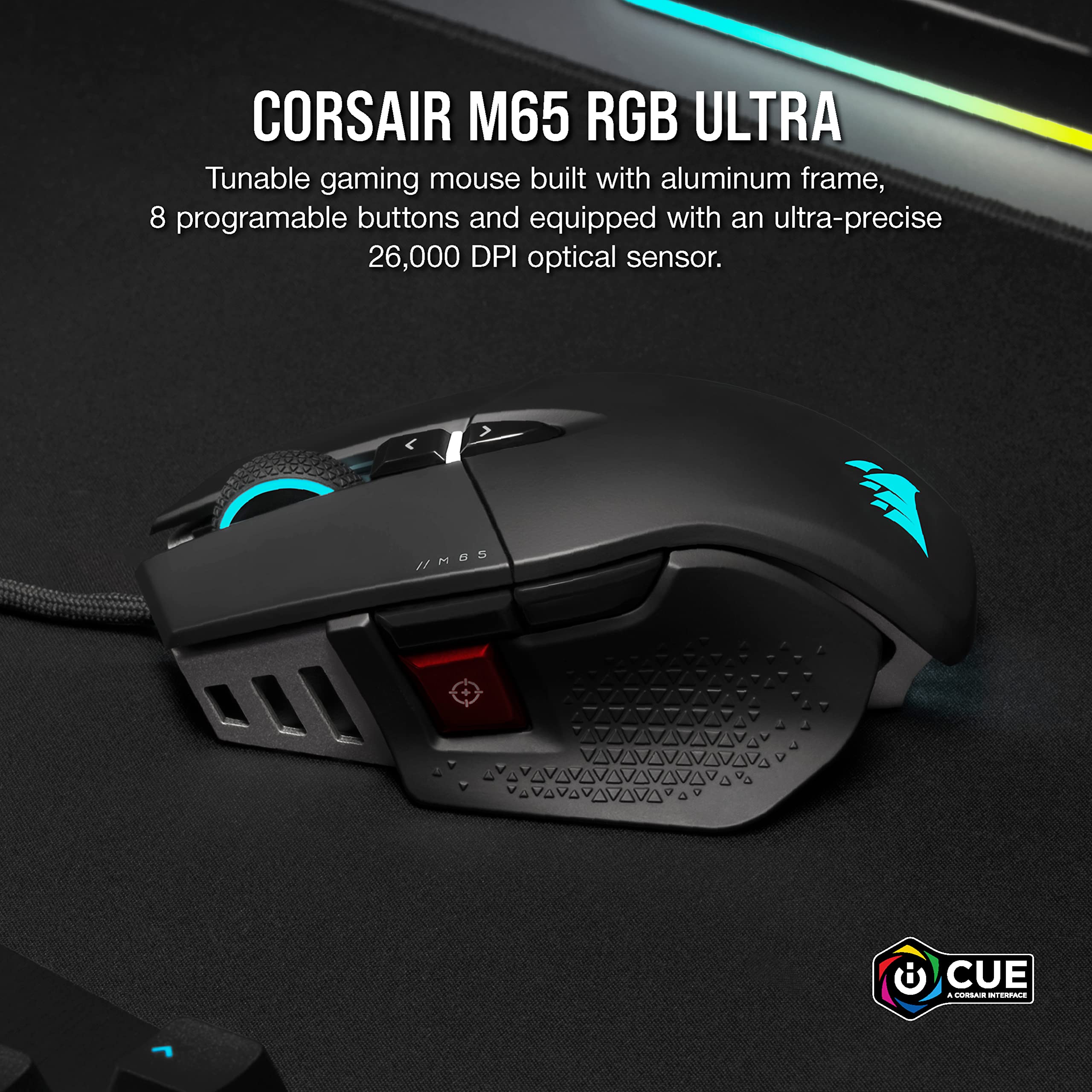 corsair-m65-rgb-ultra-tunable-fps-gaming-mouse-26k-dpi-black image 2