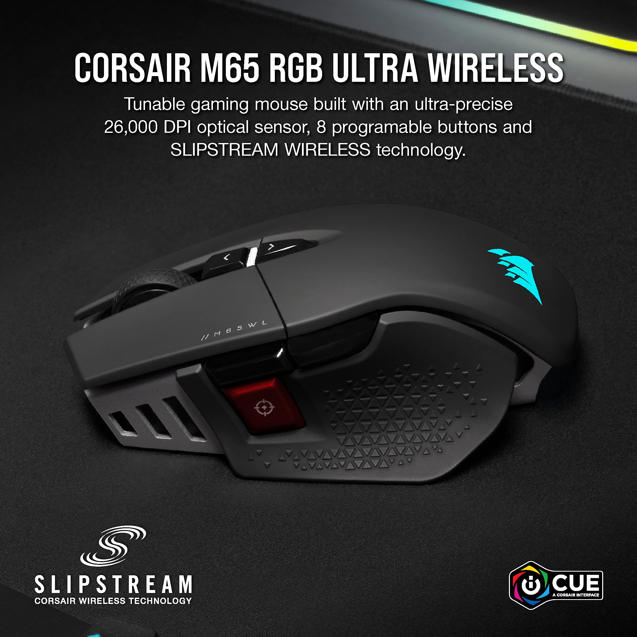 corsair-m65-rgb-ultra-wireless-tunable-fps-gaming-mouse-slipstream-26k-dpi-black image 2