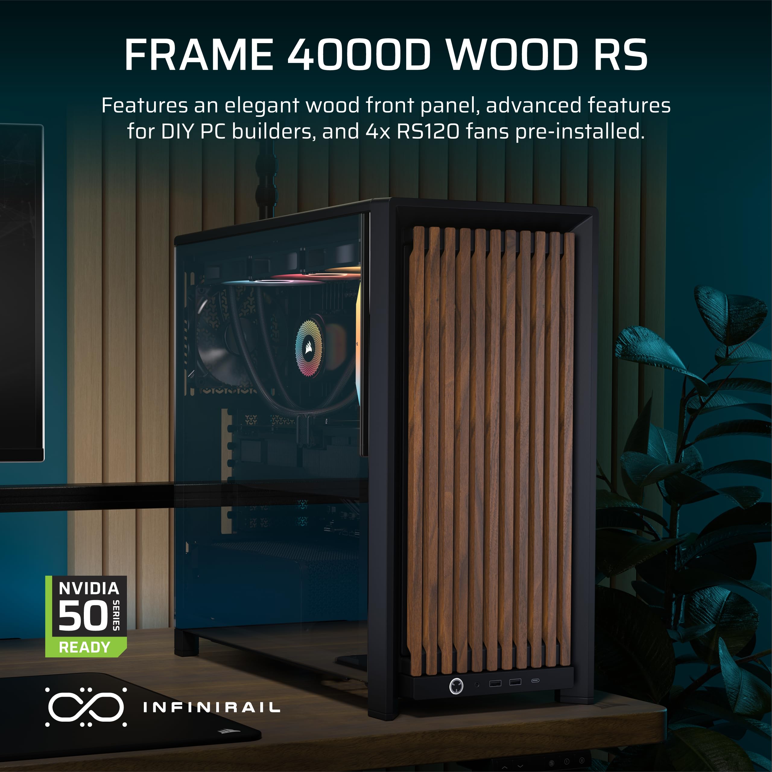corsair-frame-4000d-wood-rs-modular-mid-tower-atx-pc-case-walnut-front-panel-4x- image 2
