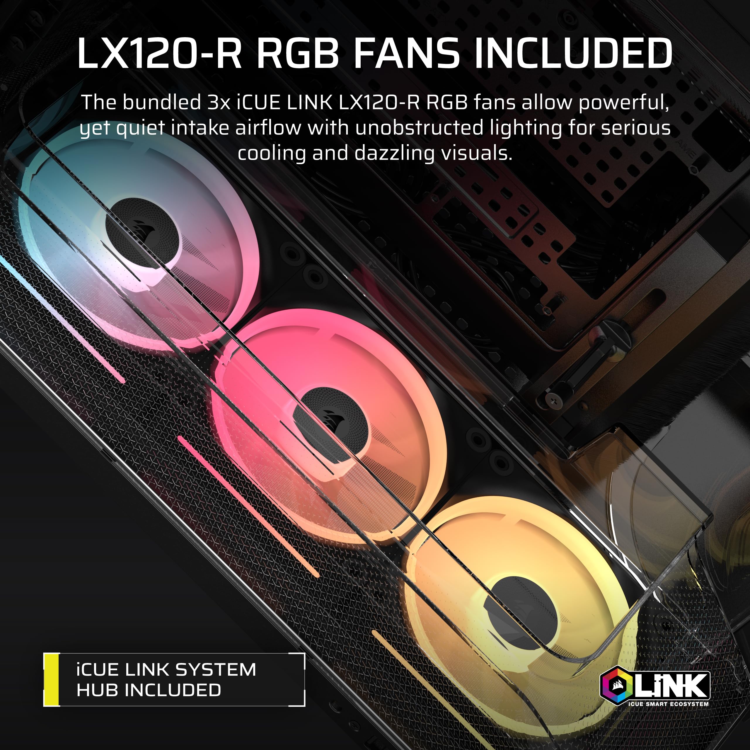 corsair-air-5400-lx-r-rgb-icue-link-triple-chamber-mid-tower-case-black image 6
