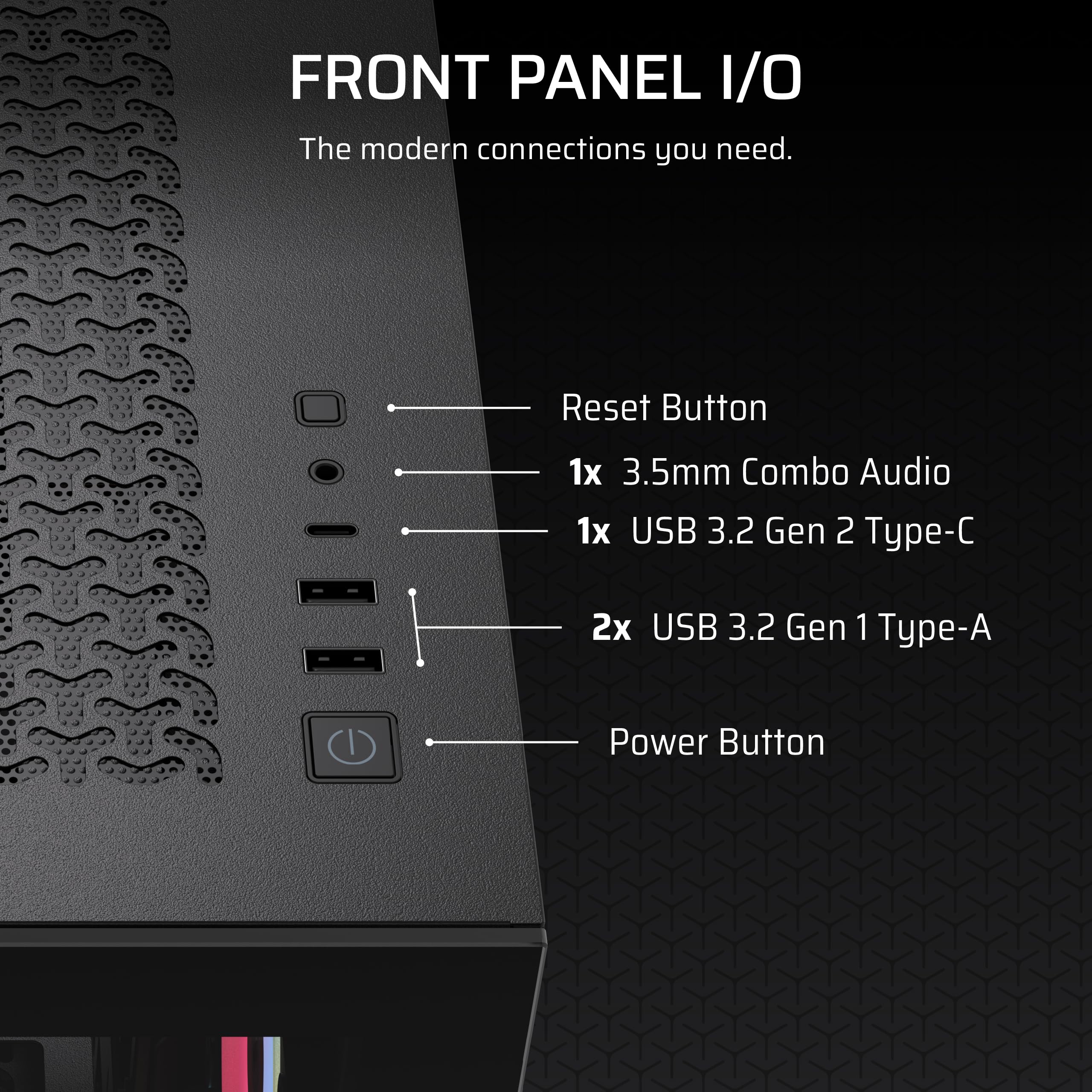 corsair-3500x-lx-rgb-link-panoramic-mid-tower-pc-case-black-3x-pre-installed-fan image 6
