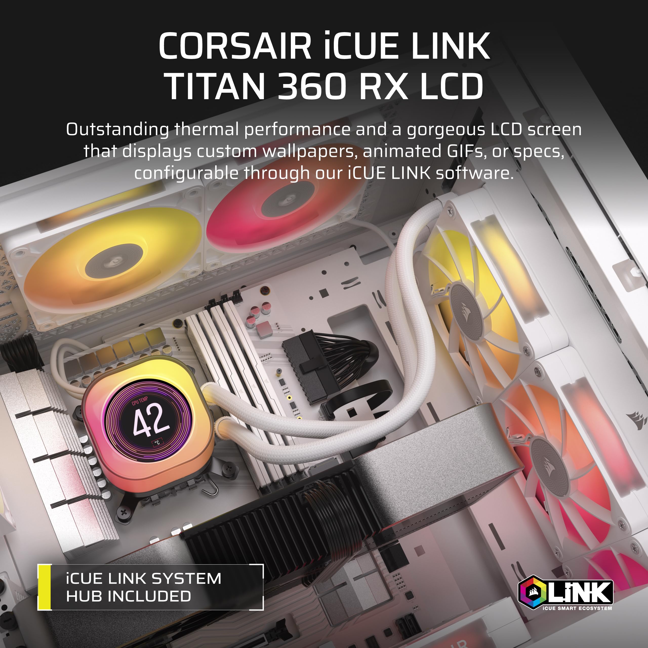 corsair-icue-link-titan-360-rx-lcd-liquid-cpu-cooler-360mm-aio-2-1-ips-screen-rx image 2