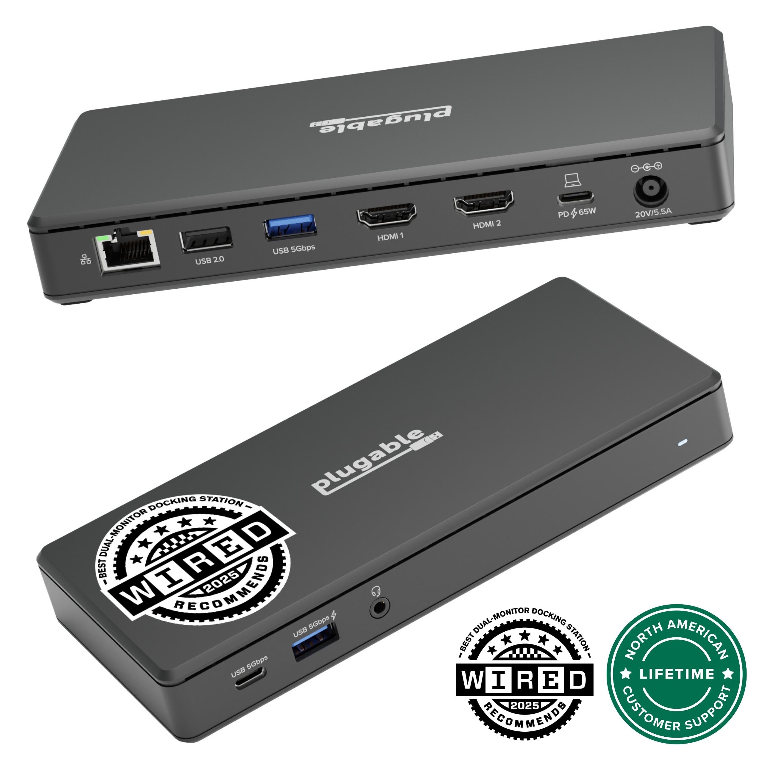 plugable-usb-c-docking-station-dual-4k-60hz-hdmi-65w-charging-gigabit-ethernet-u image 1