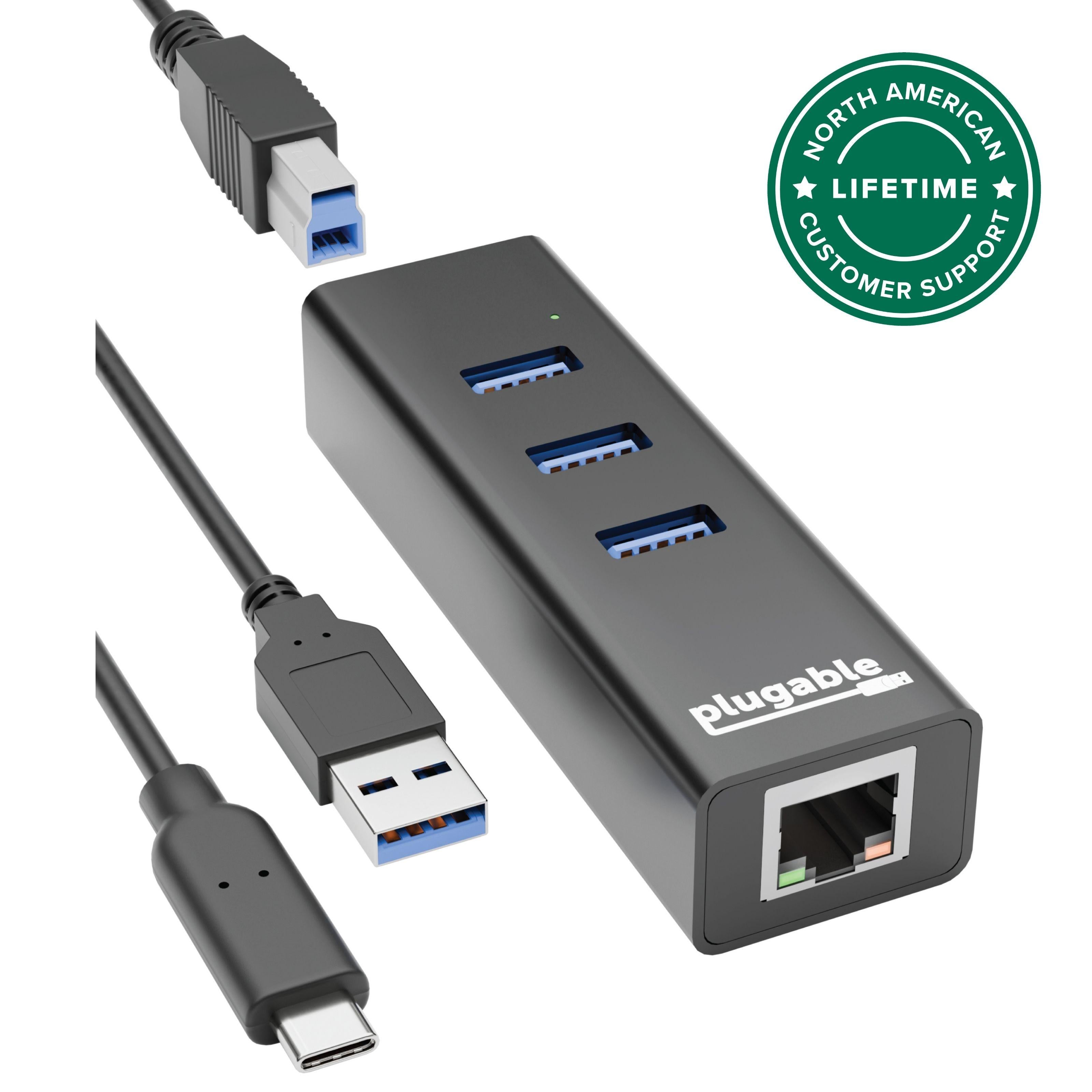 plugable-usb-3-0-3-port-hub-with-gigabit-ethernet-usb3-hub3me image 1