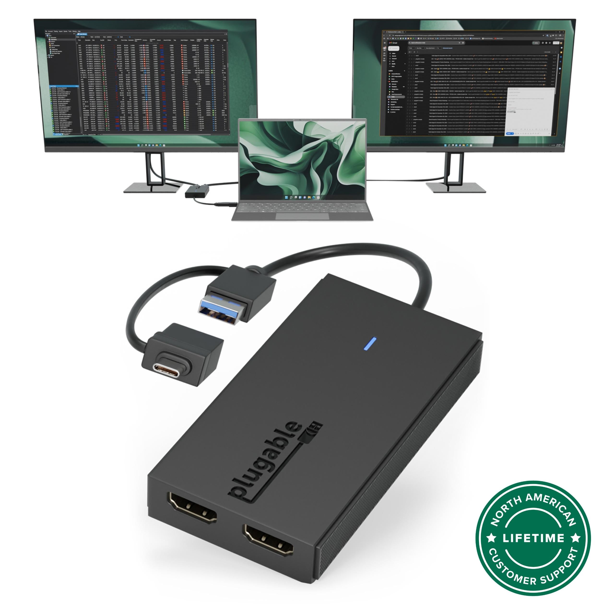 plugable-usb-c-or-usb-3-0-to-dual-hdmi-adapter-uga-hdmi-2s image 1