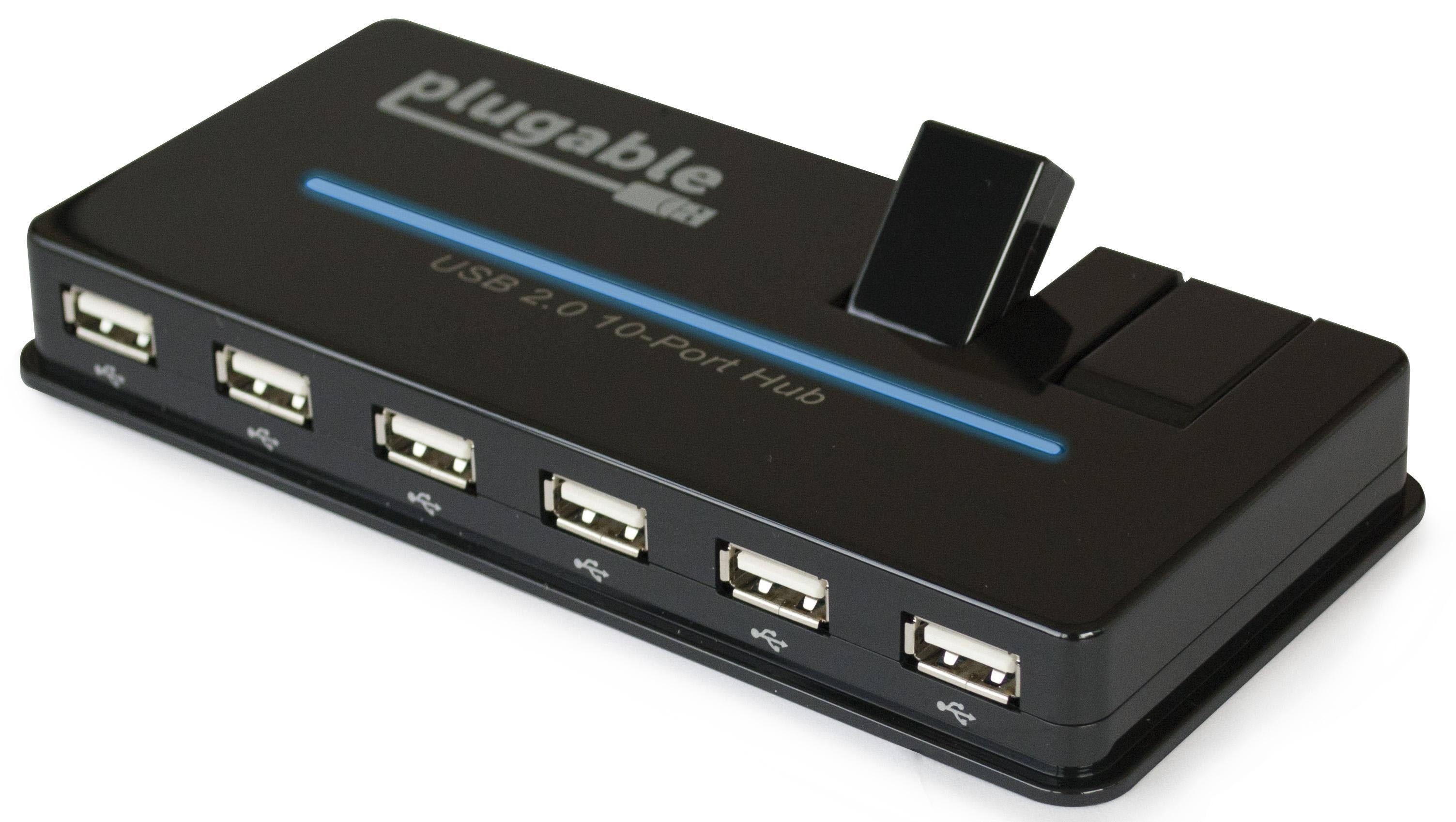 plugable-usb-2-0-10-port-hub-with-20w-power-adapter-usb2-hub10c2 image 1