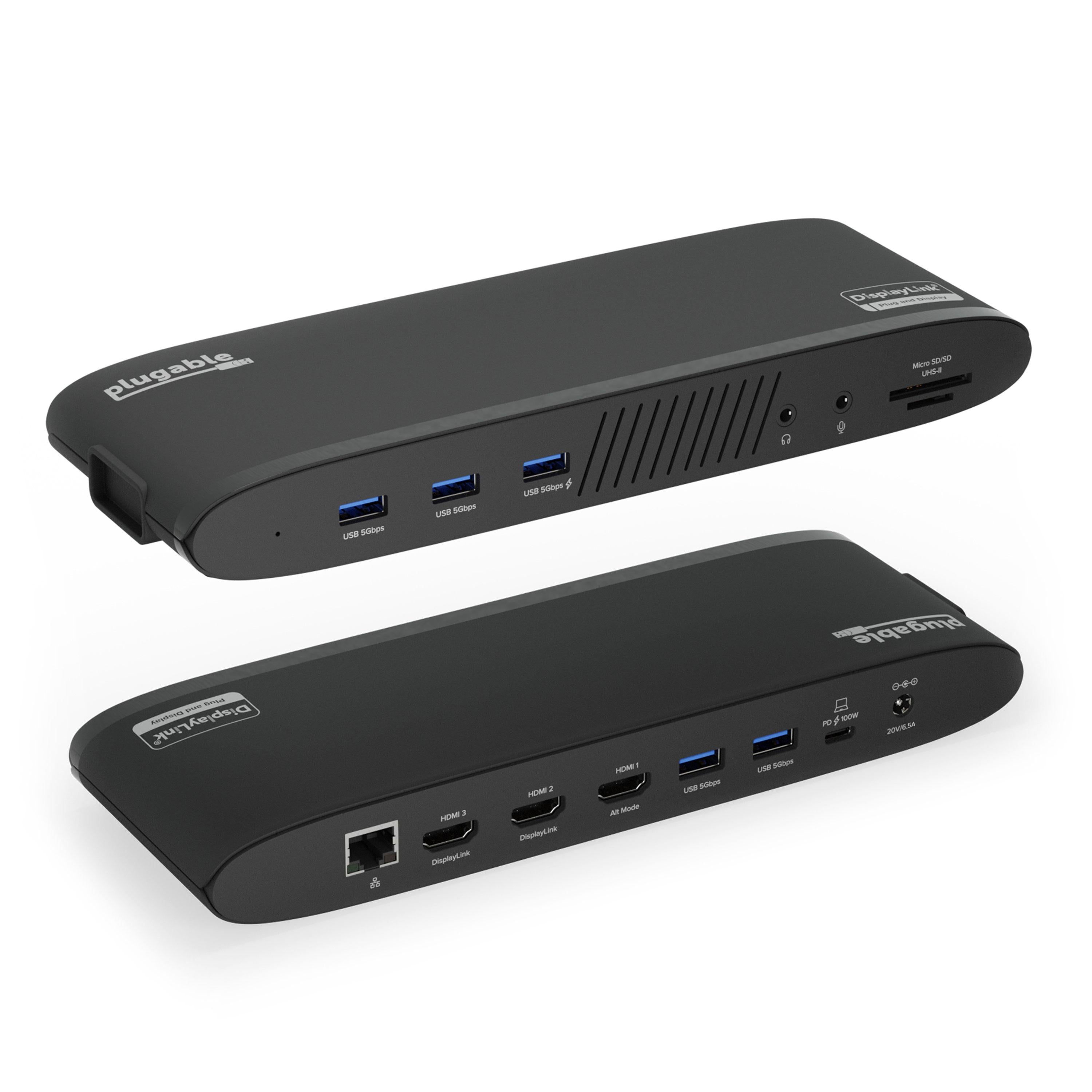 plugable-ud-3900pdh-usb-c-triple-monitor-docking-station-with-3x-hdmi-100w-charg image 1