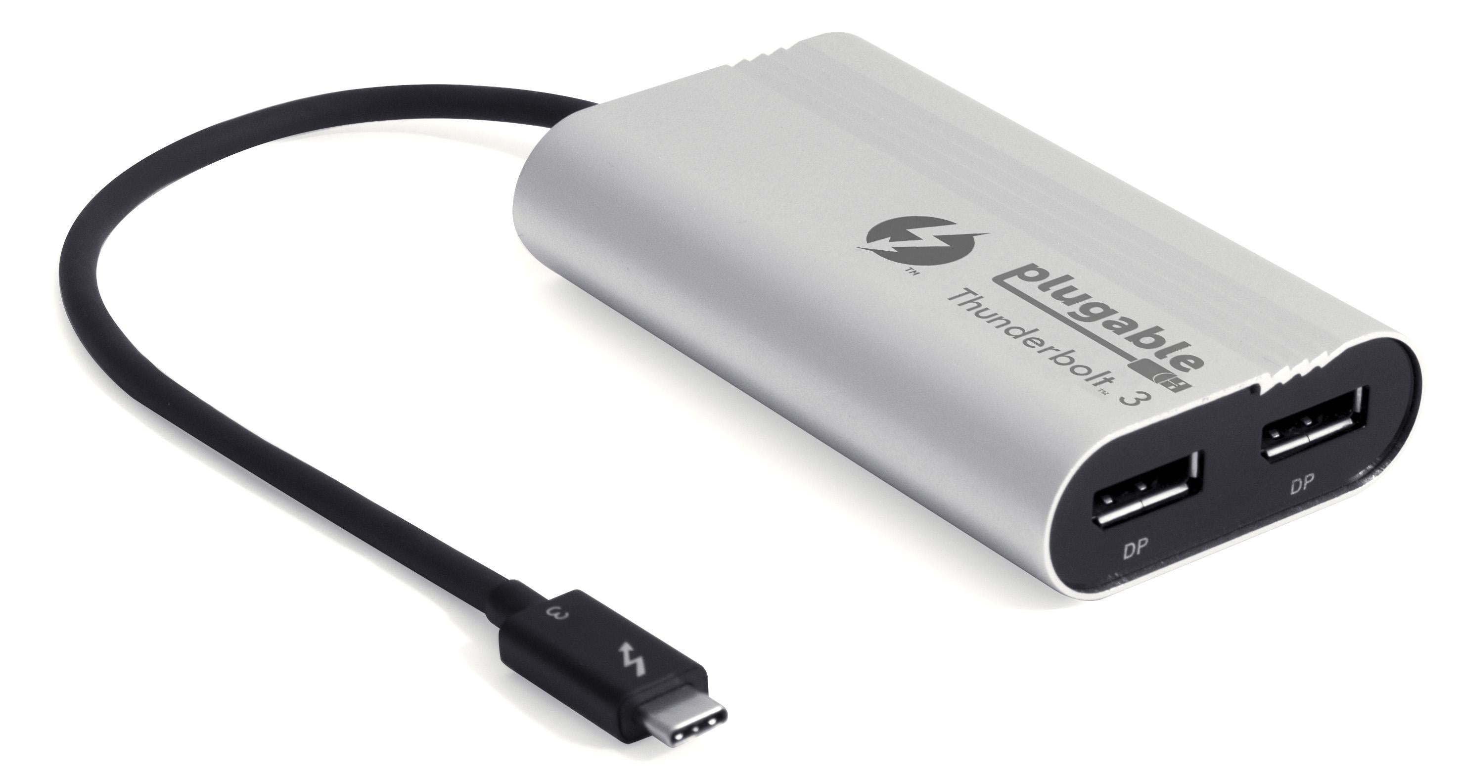 plugable-tbt3-dp2x-thunderbolt-3-dual-displayport-adapter-for-mac-dual-4k-60hz image 1
