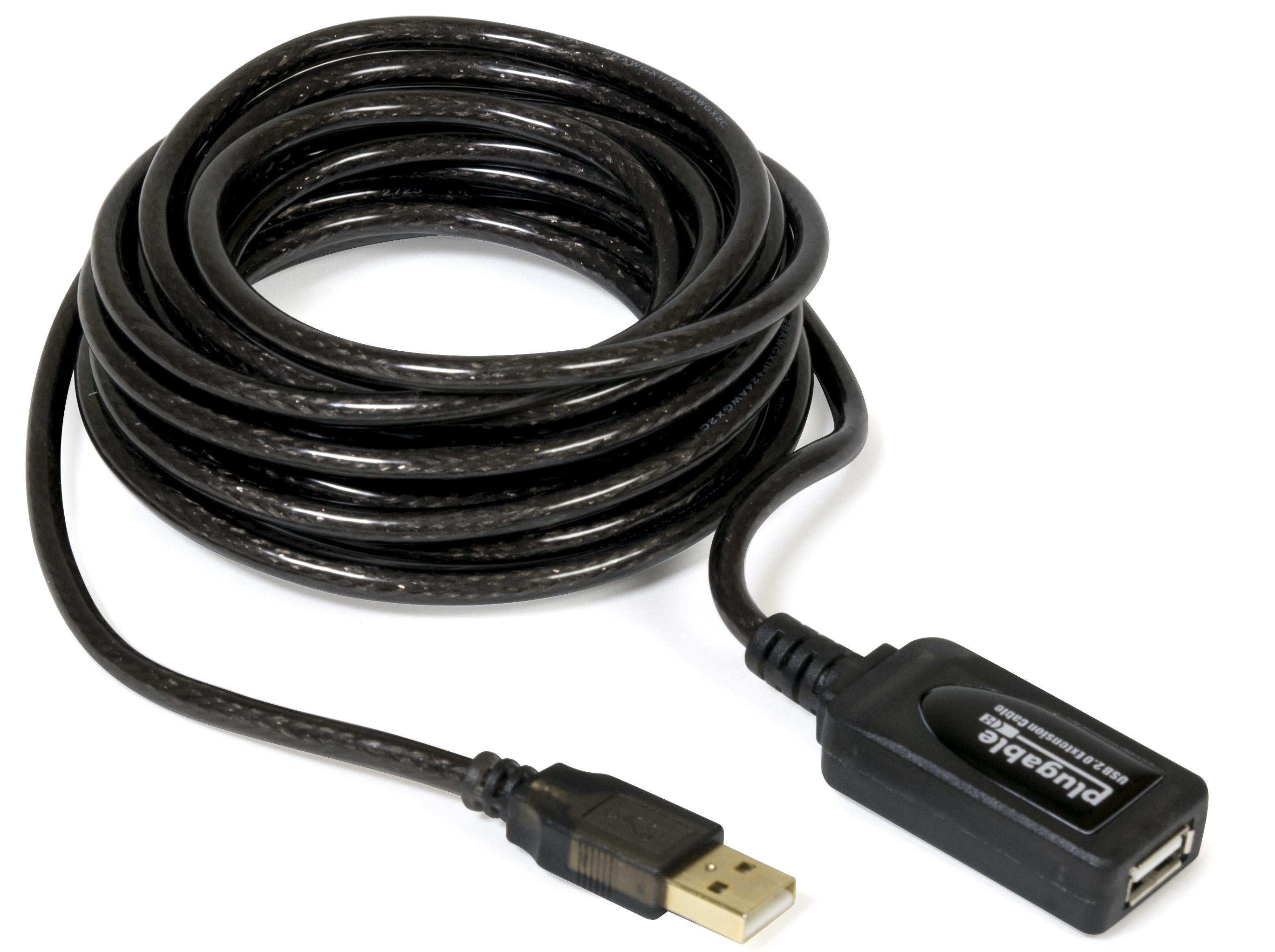 plugable-usb-2-0-active-extension-cable-5m-16ft image 1
